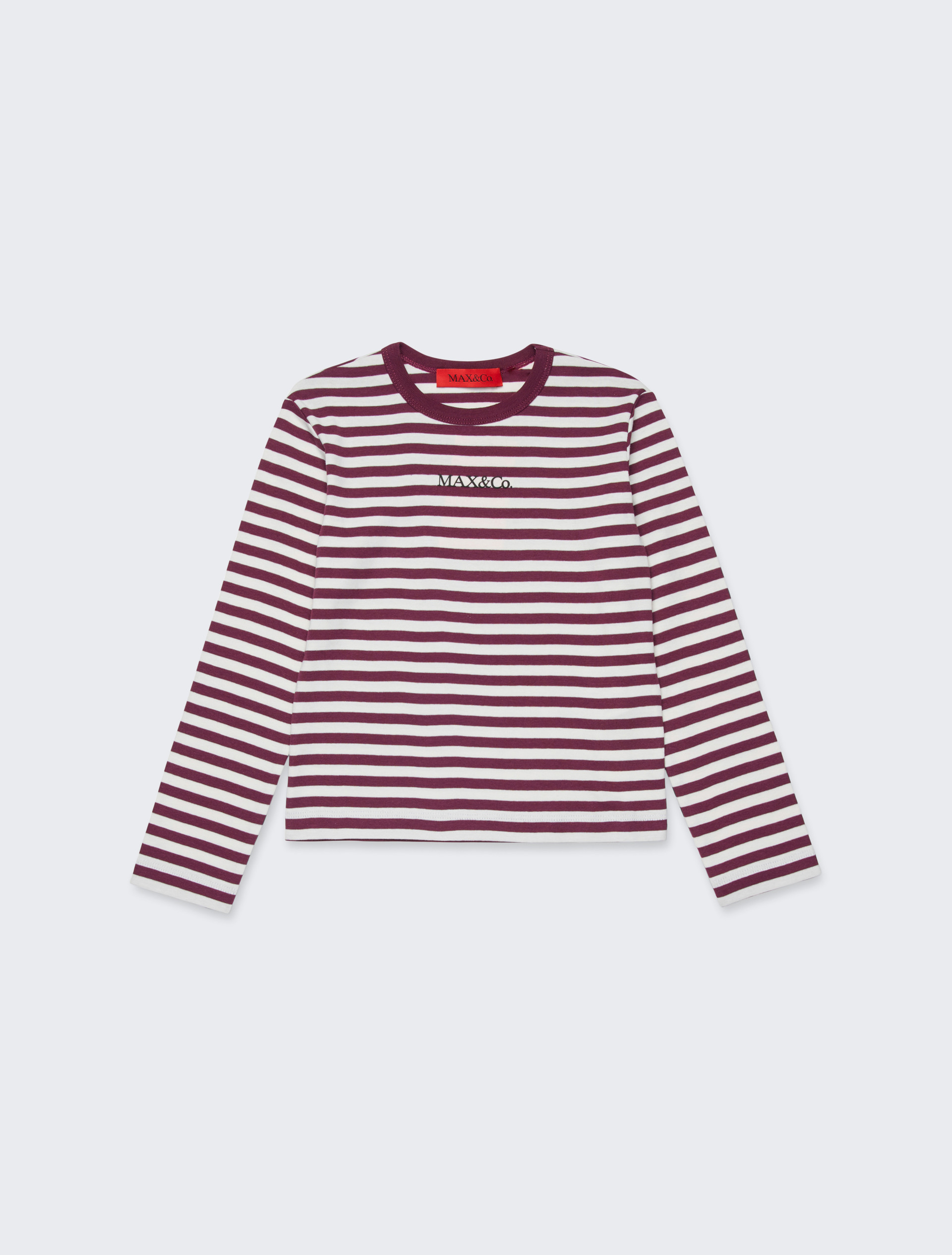 Long sleeve T-shirt in striped micro ribs KID, dark violet | MAX&Co. Long sleeve T-shirt in striped micro ribs KID - DARK VIOLET - MAX&Co. - 3