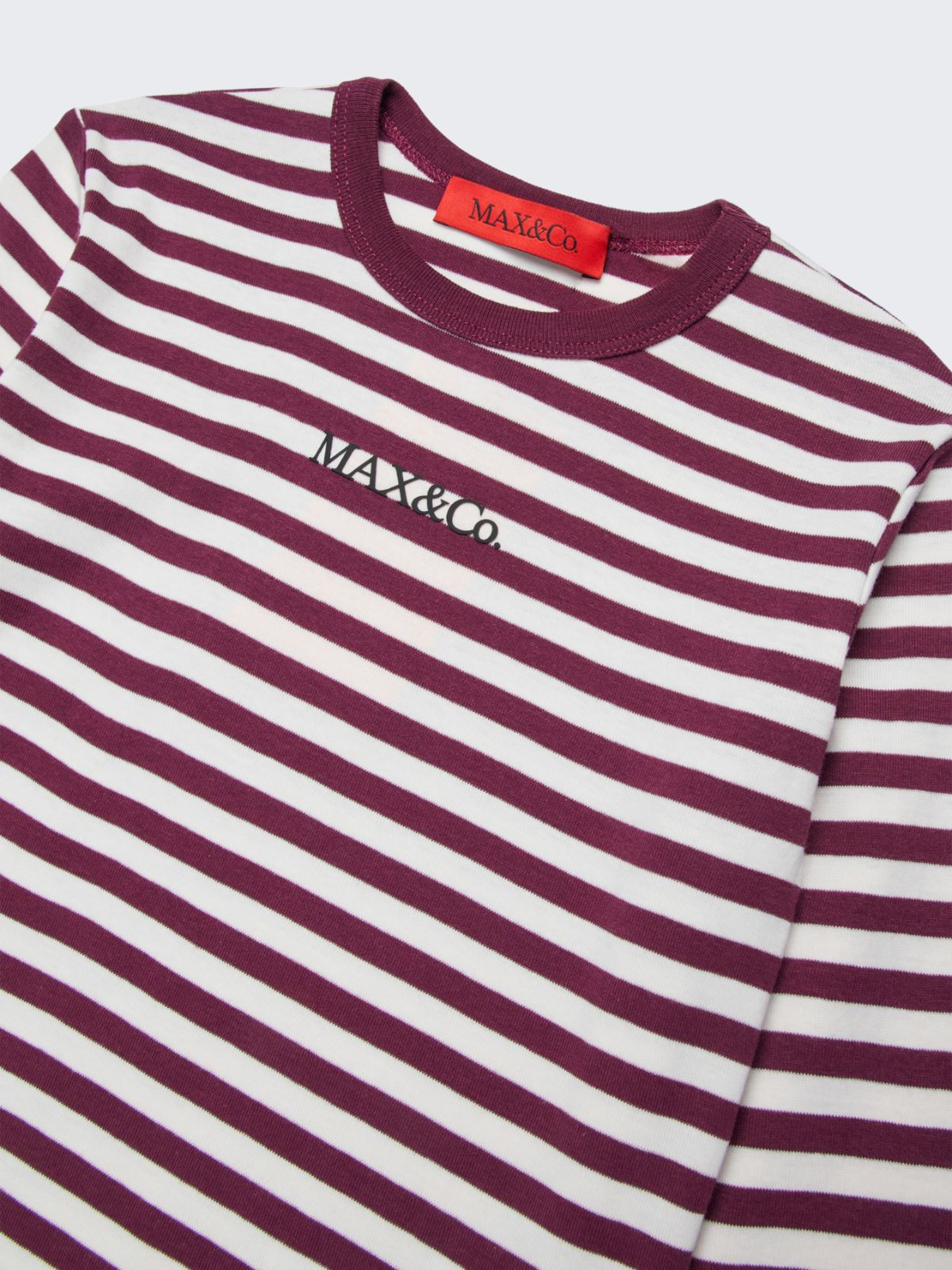 Long sleeve T-shirt in striped micro ribs KID - DARK VIOLET - MAX&Co.