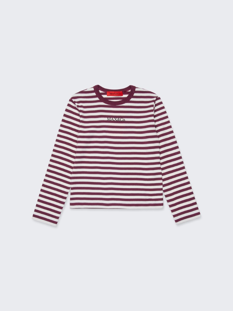Long sleeve T-shirt in striped micro ribs KID - DARK VIOLET - MAX&Co.