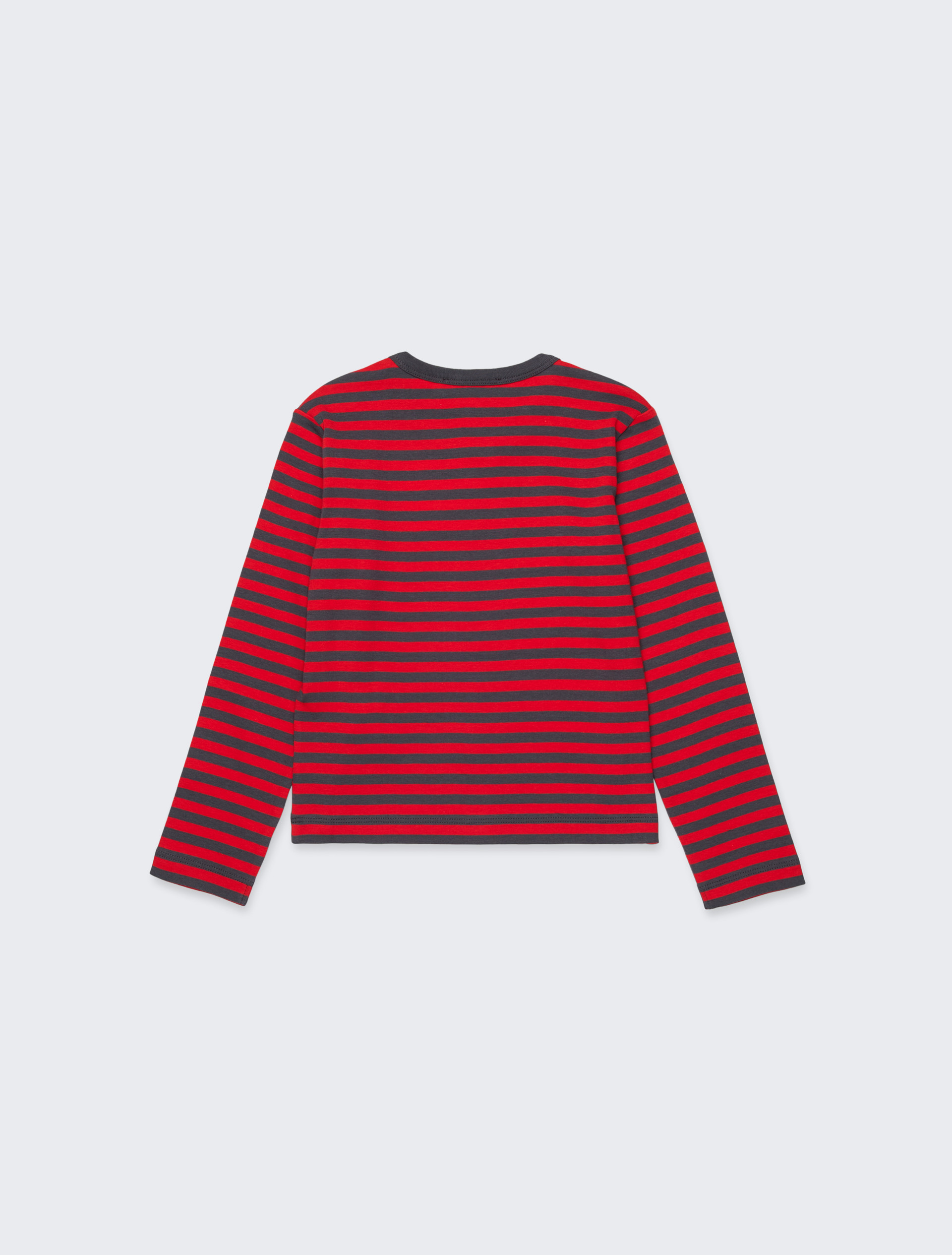 Long sleeve T-shirt in striped micro ribs KID, medium grey | MAX&Co. Long sleeve T-shirt in striped micro ribs KID - MEDIUM GREY - MAX&Co. - 2
