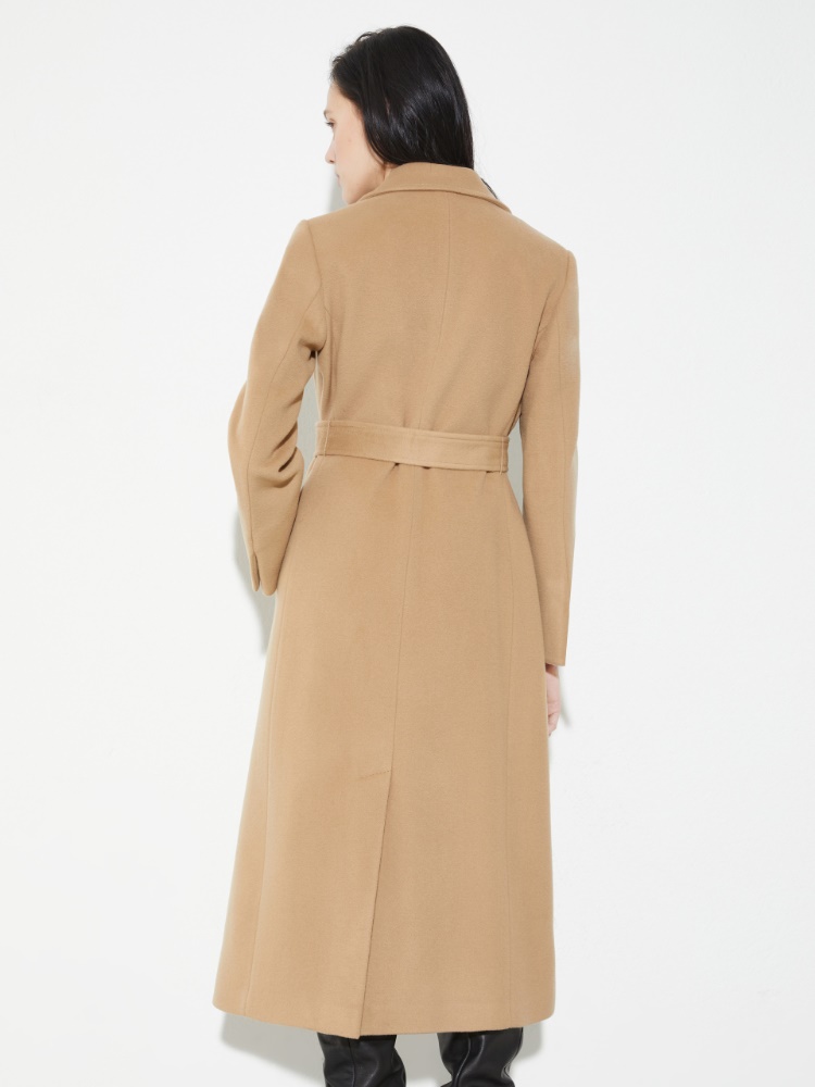 [ロングラン] ピュア ウール ベルテッド ロング コート - CAMEL - MAX&Co.