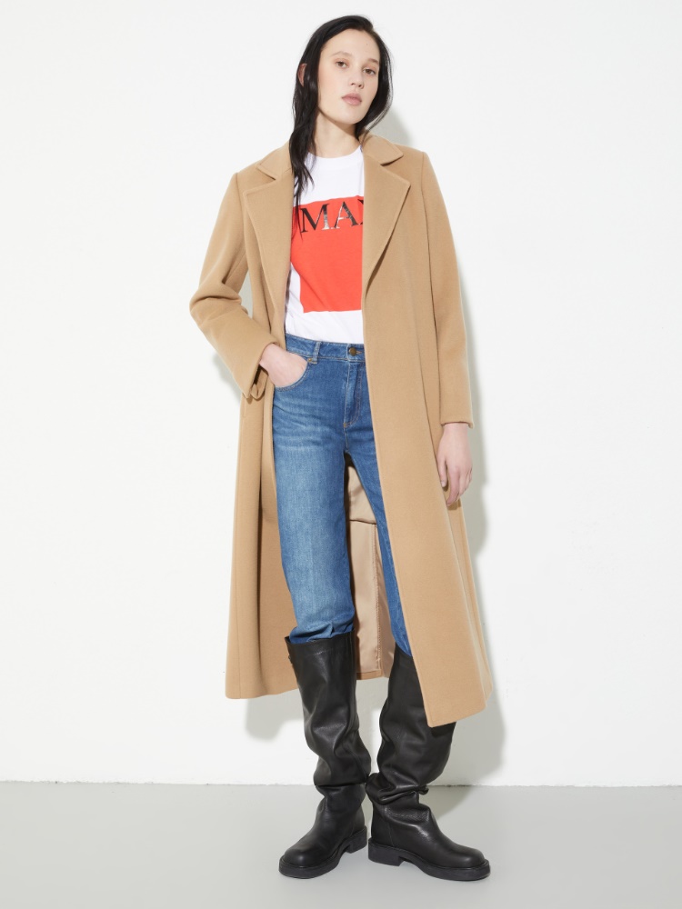 [ロングラン] ピュア ウール ベルテッド ロング コート - CAMEL - MAX&Co.