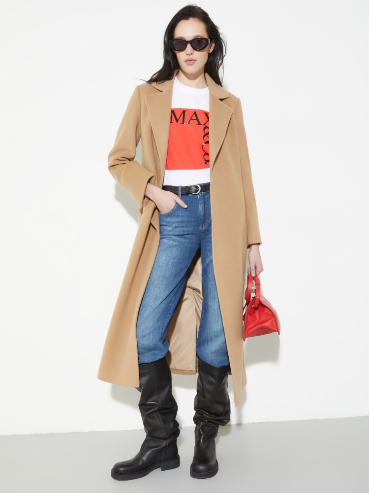 [ロングラン] ピュア ウール ベルテッド ロング コート - CAMEL - MAX&Co.