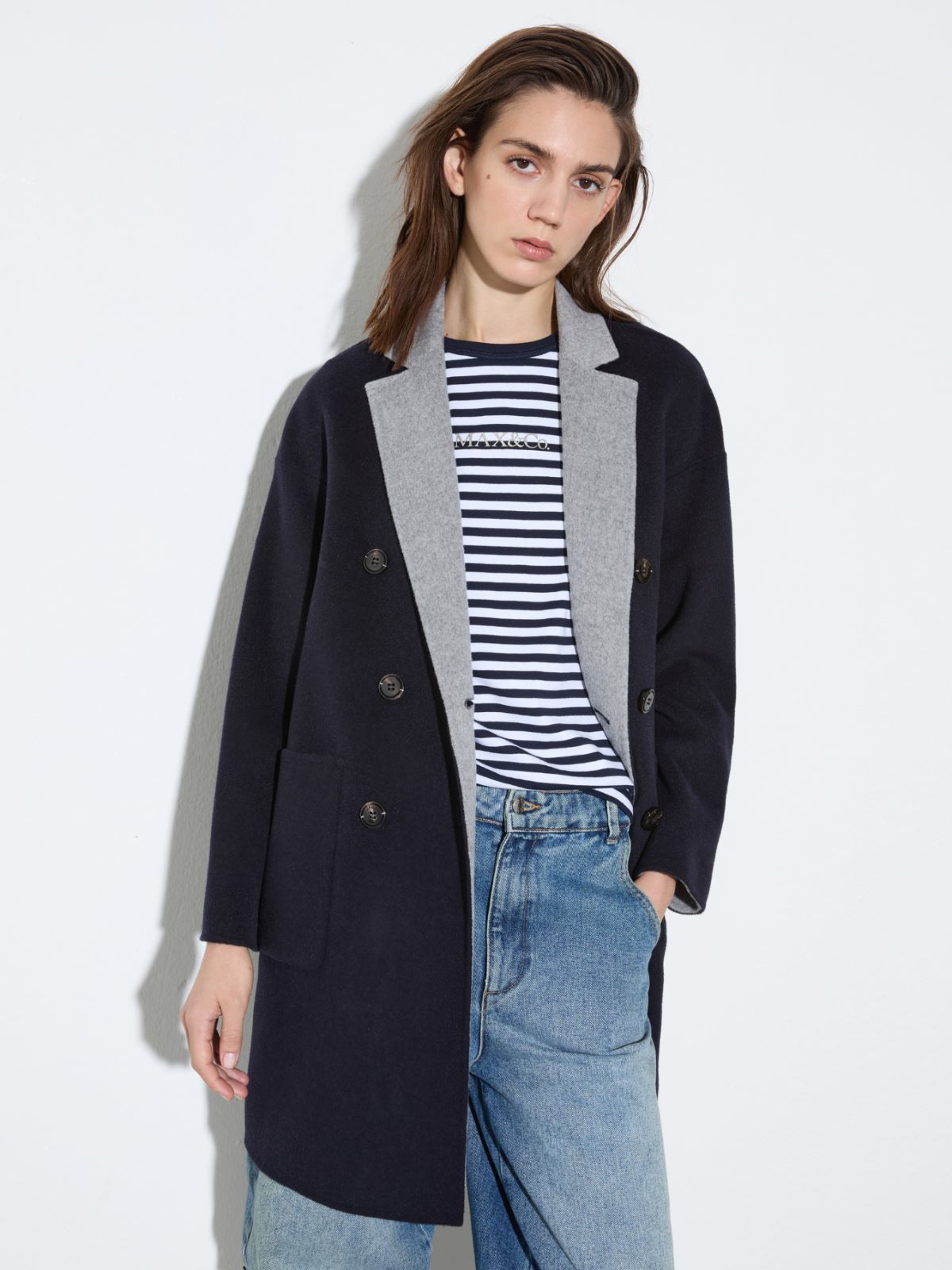 Coat reversibile in lana double - BLU - MAX&Co.