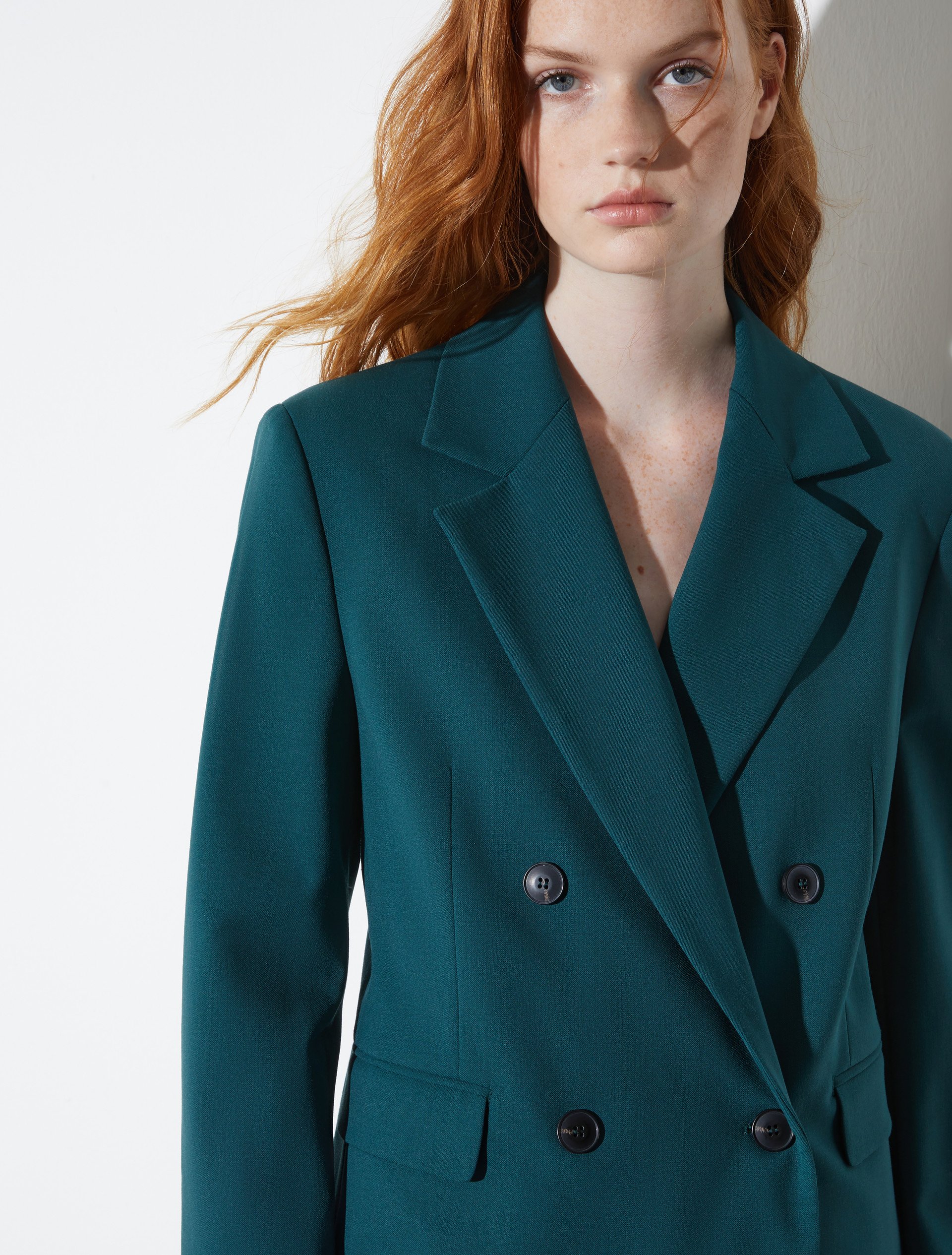 Double-breasted gabardine blazer, dark green | MAX&Co. Double-breasted gabardine blazer - DARK GREEN - MAX&Co. - 3