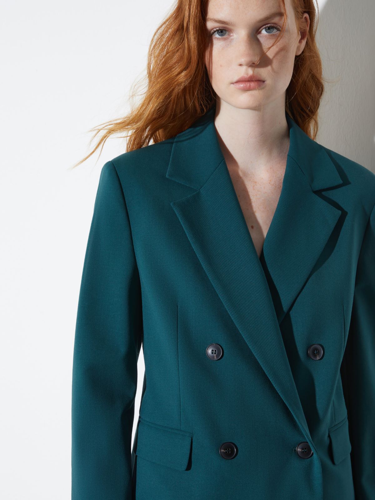 Double-breasted gabardine blazer - DARK GREEN - MAX&Co. - 3
