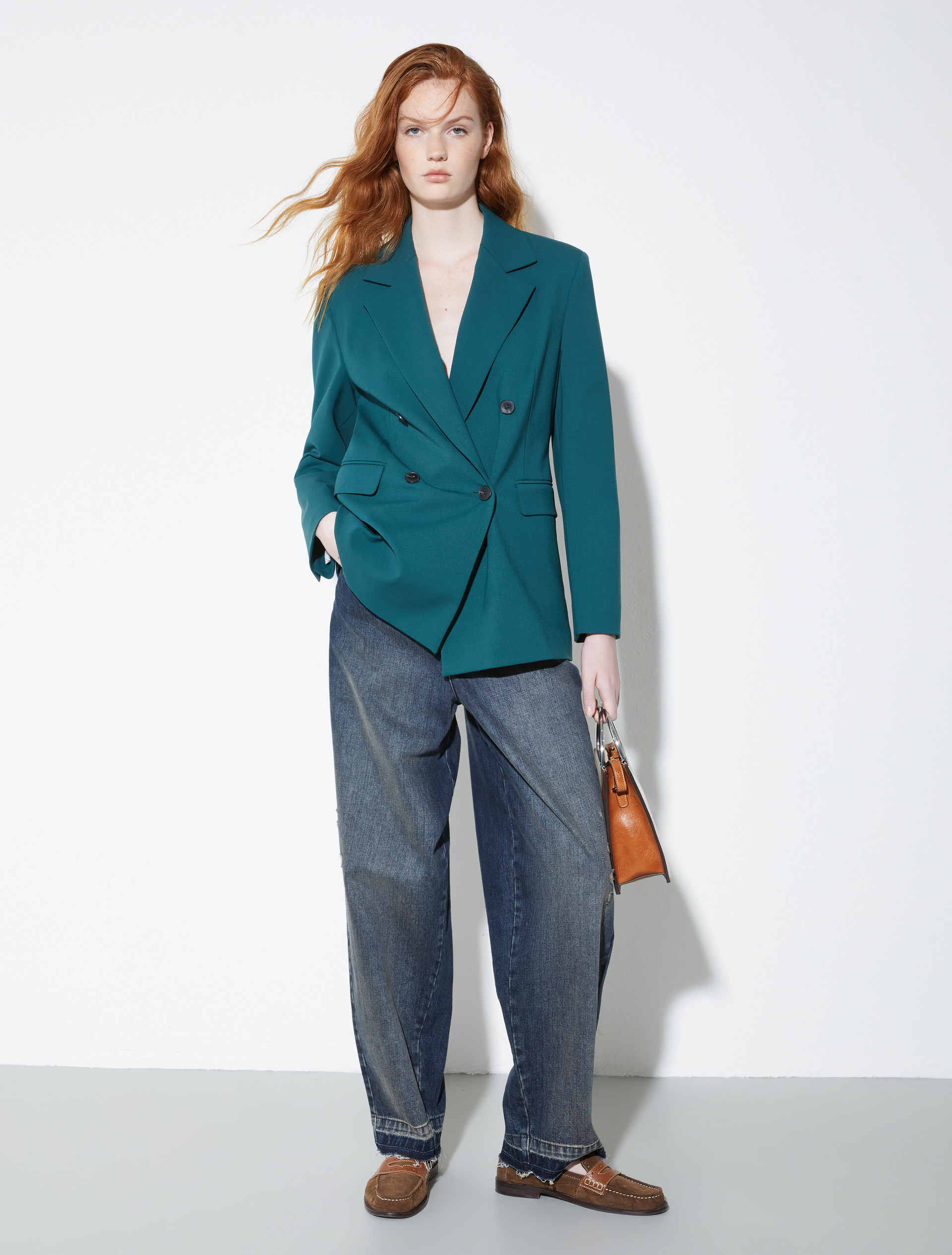Double-breasted gabardine blazer, dark green | MAX&Co. Double-breasted gabardine blazer - DARK GREEN - MAX&Co. - 4