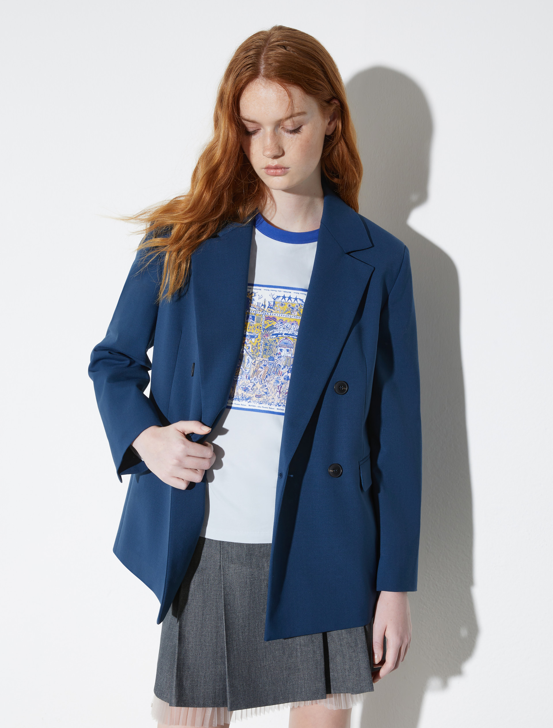 Double-breasted gabardine blazer, navy | MAX&Co. Double-breasted gabardine blazer - NAVY - MAX&Co.
