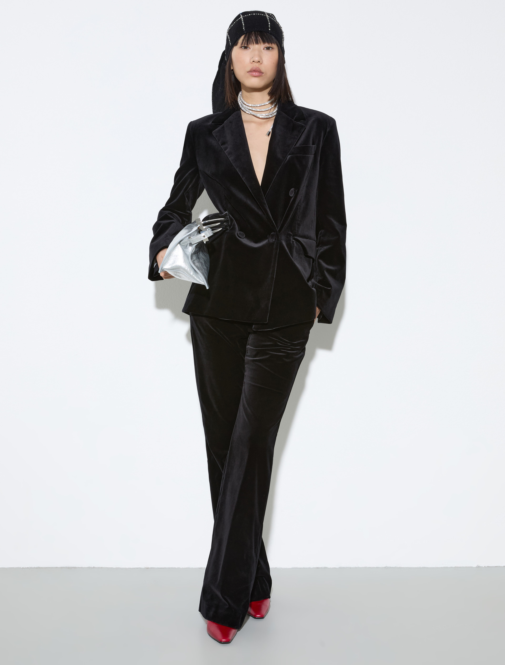 Double-breasted blazer in velvet - BLACK - MAX&Co. - 4