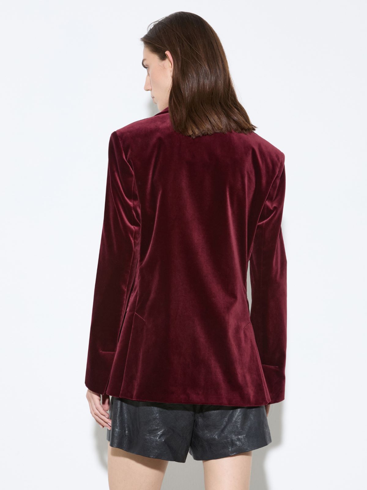 Double-breasted blazer in velvet - BORDEAUX - MAX&Co. - 2