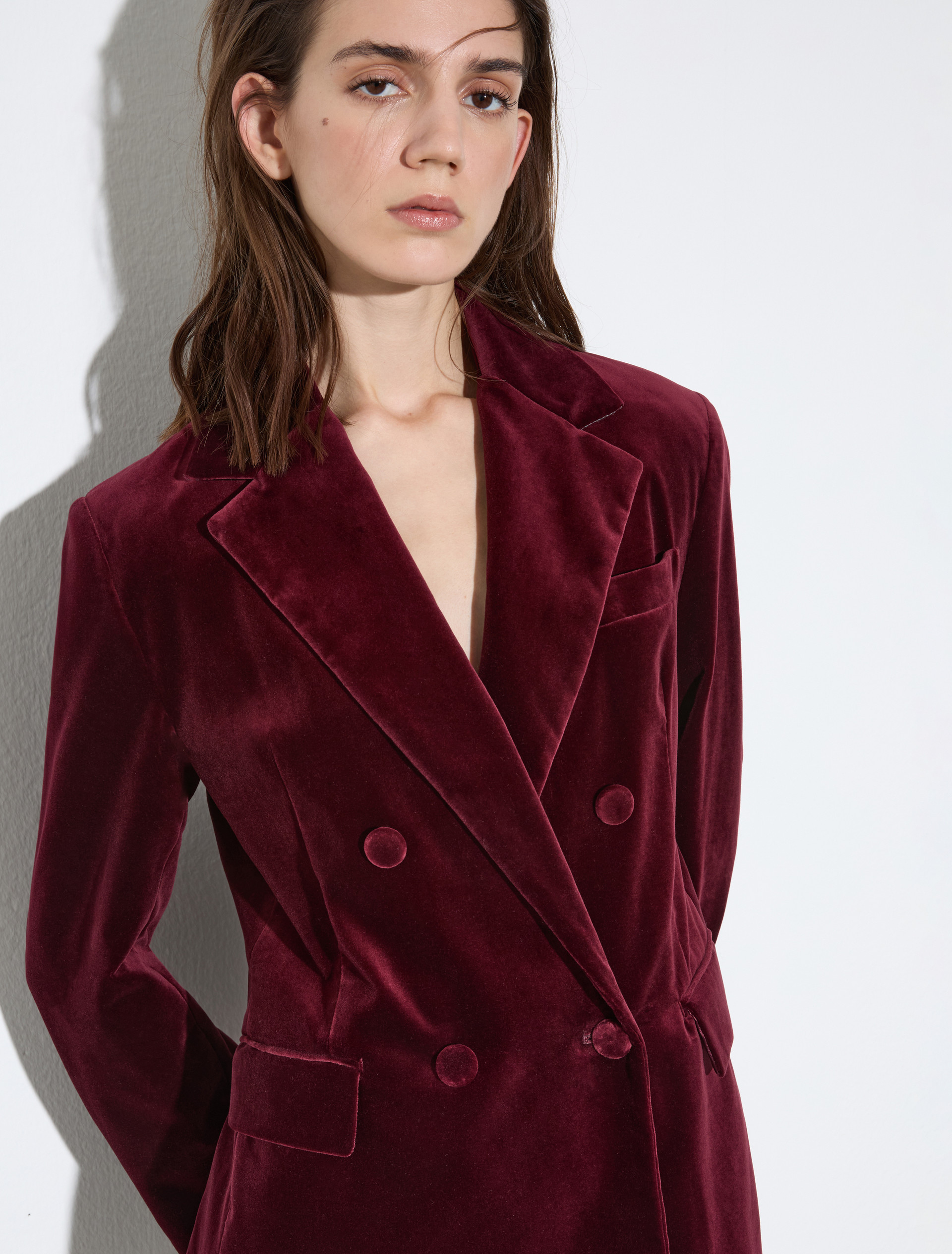 Double-breasted blazer in velvet - BORDEAUX - MAX&Co. - 3