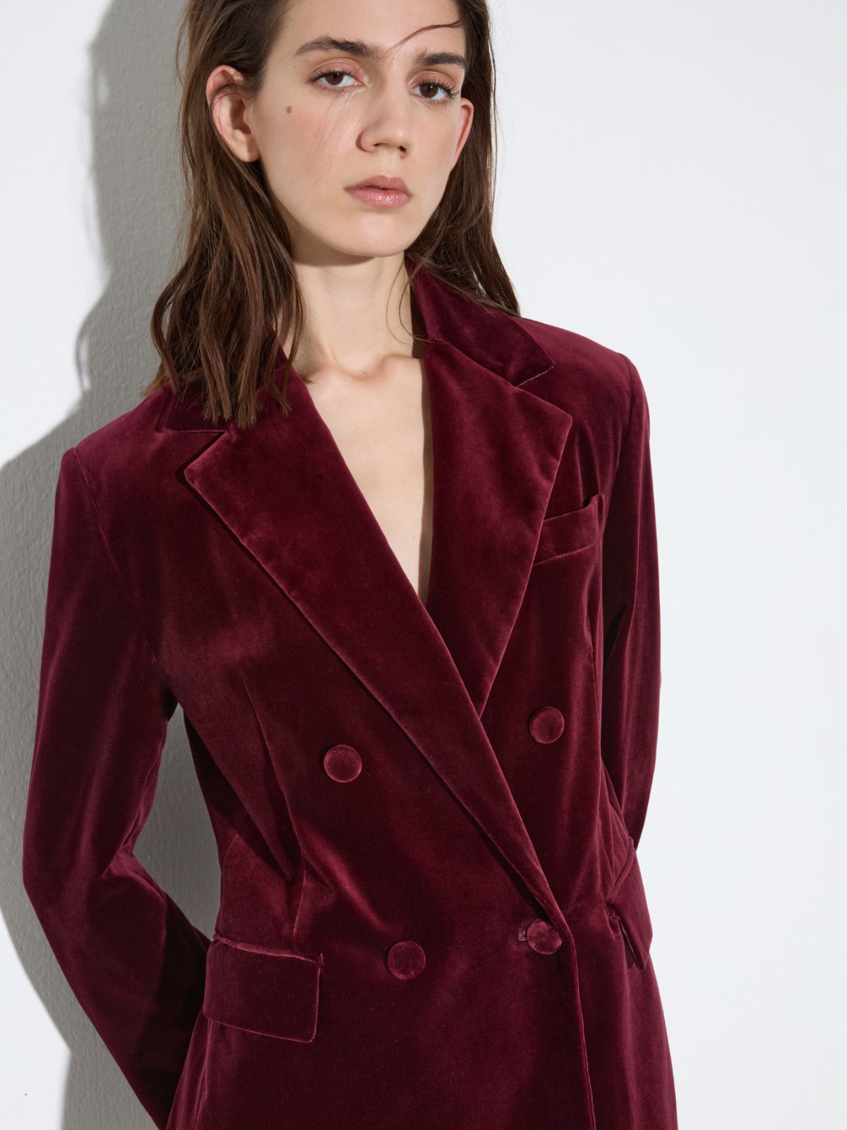 Double-breasted blazer in velvet - BORDEAUX - MAX&Co. - 3