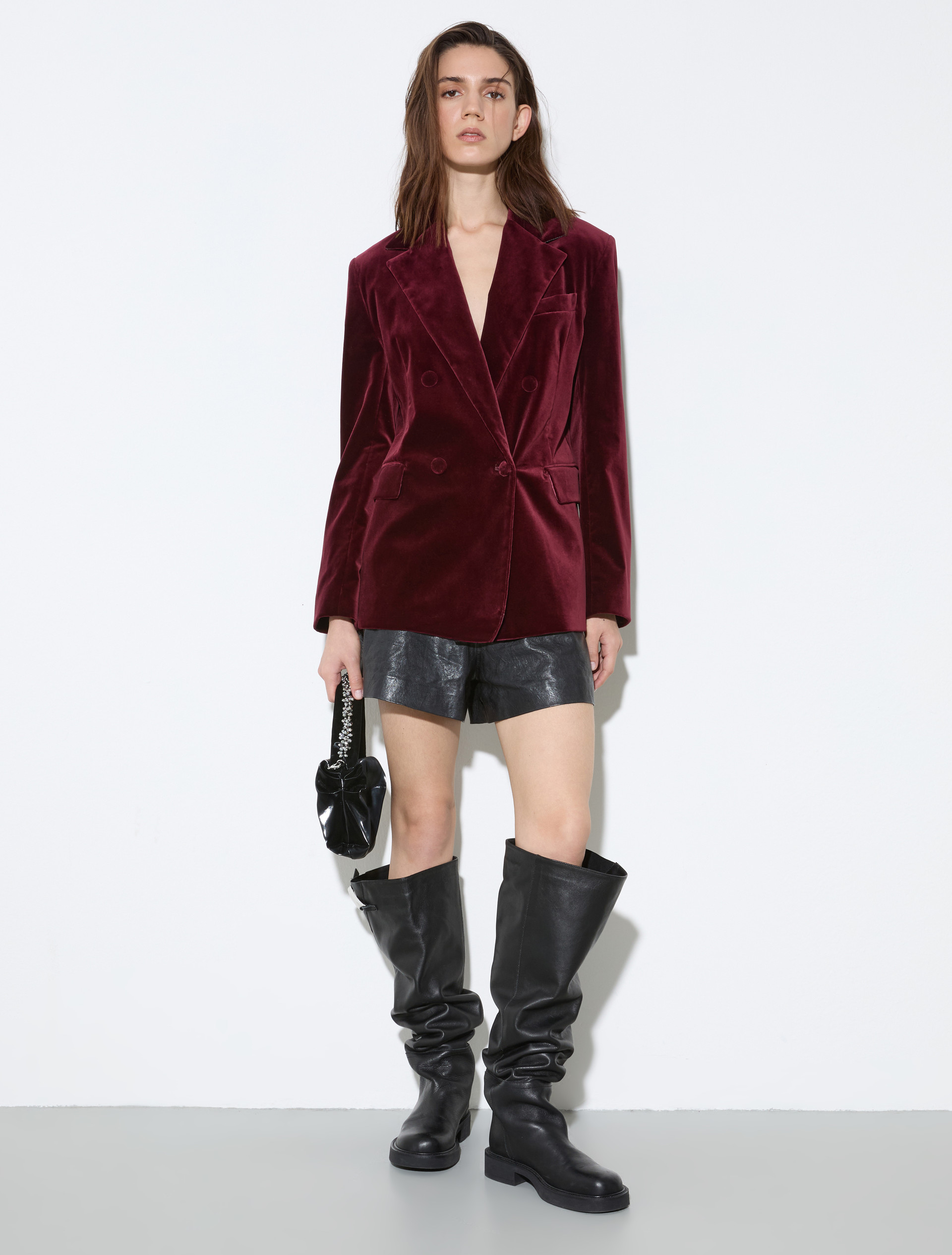 Double-breasted blazer in velvet - BORDEAUX - MAX&Co. - 4