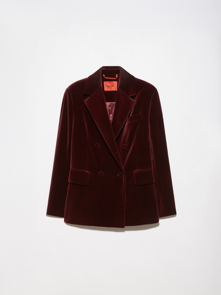 Double-breasted blazer in velvet - BORDEAUX - MAX&Co.