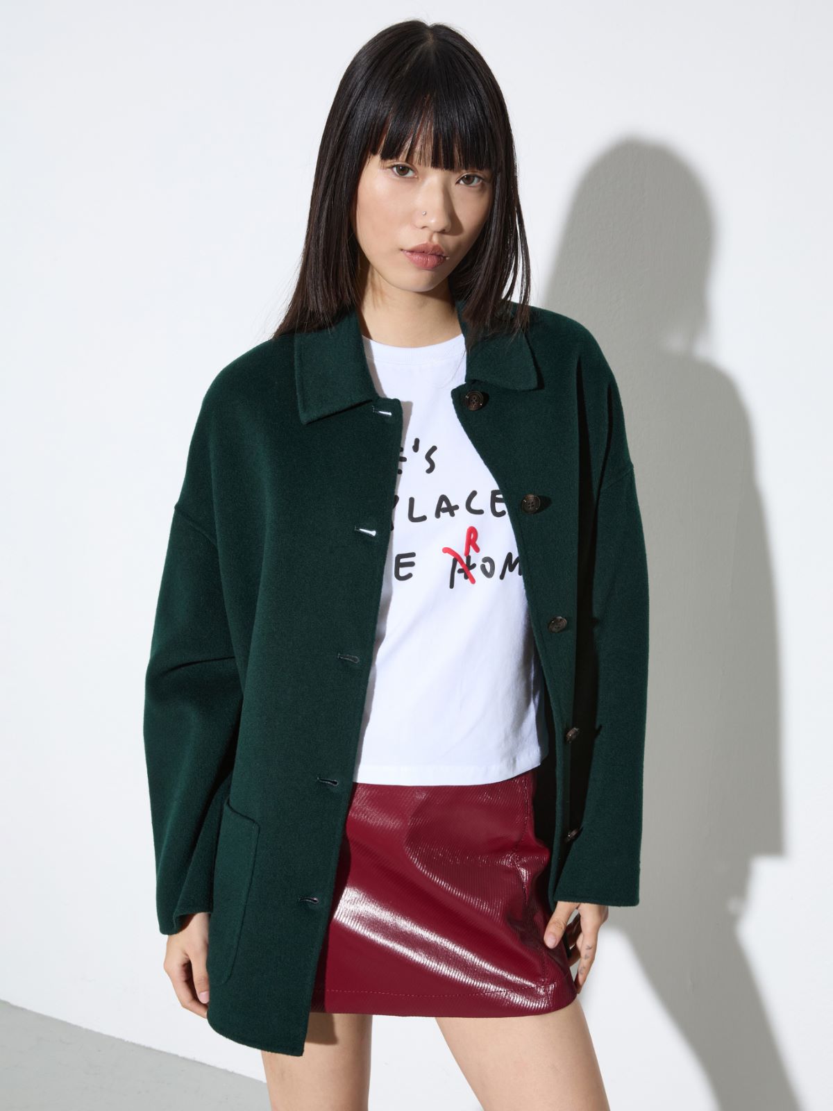 Double-sided wool shacket - DARK GREEN - MAX&Co.