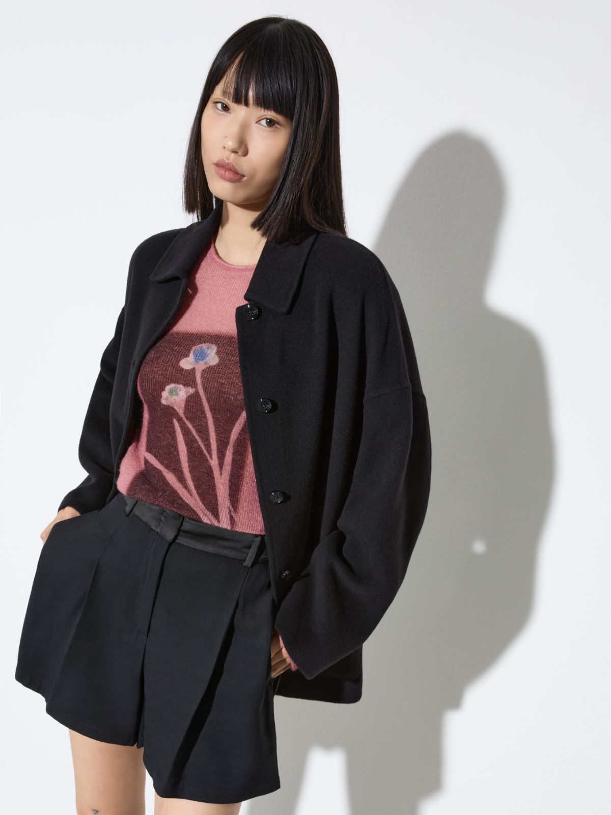 Double-sided wool shacket - BLACK - MAX&Co.