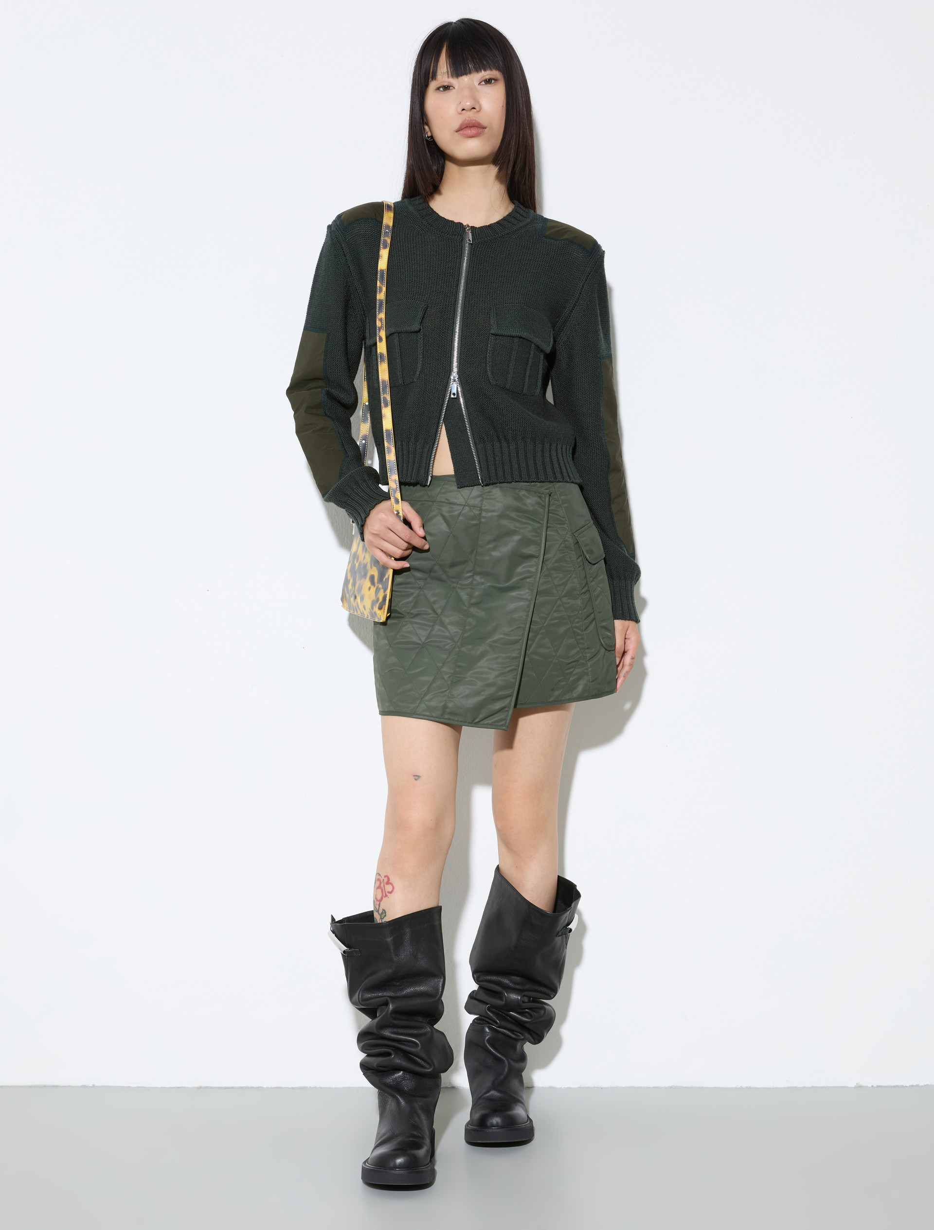 Technical duchess satin miniskirt - KAKI - MAX&Co. - 4