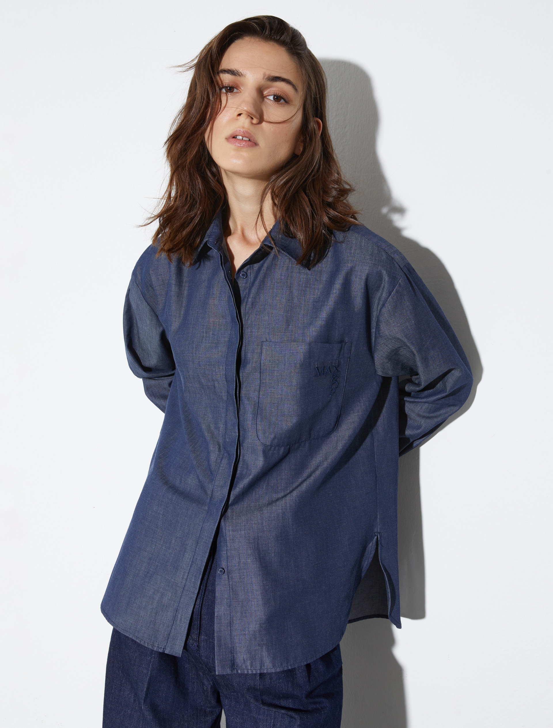 Cotton twill shirt, navy | MAX&Co. Cotton twill shirt - NAVY - MAX&Co.