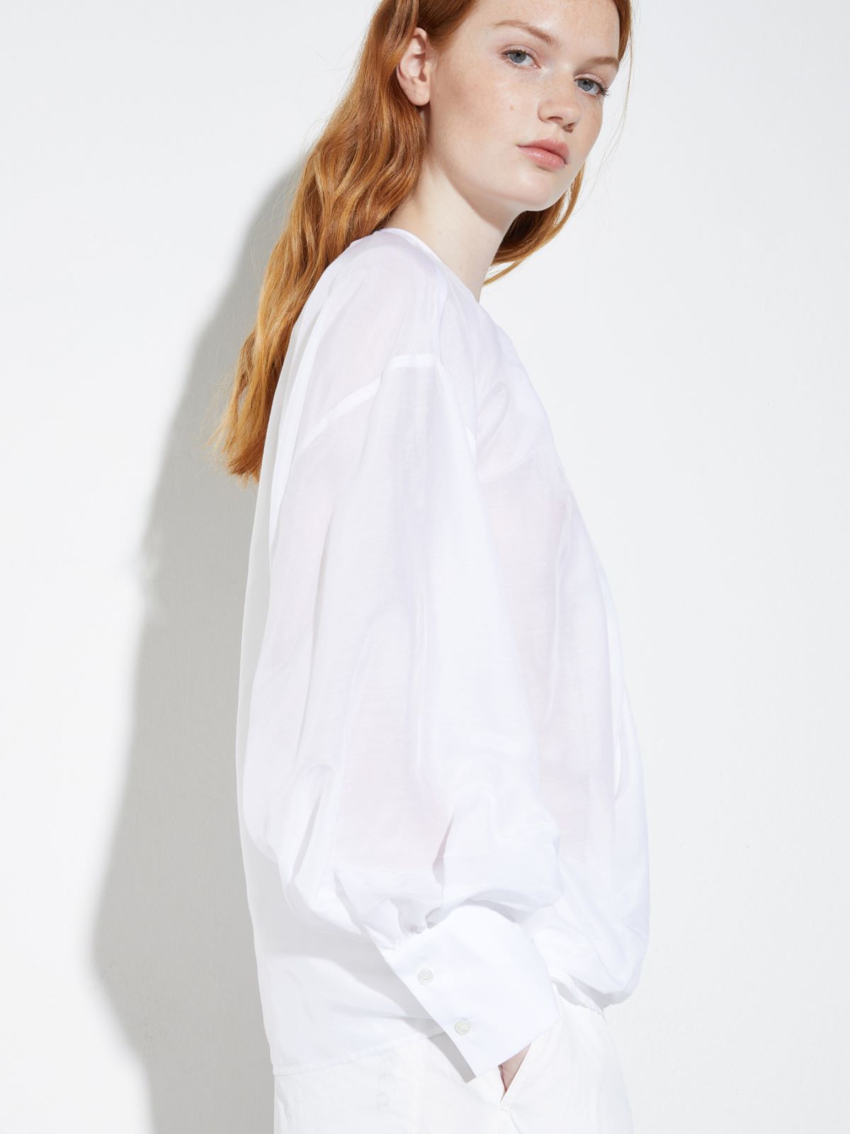Blusa in voile di cotone e seta - BIANCO - MAX&Co. - 3