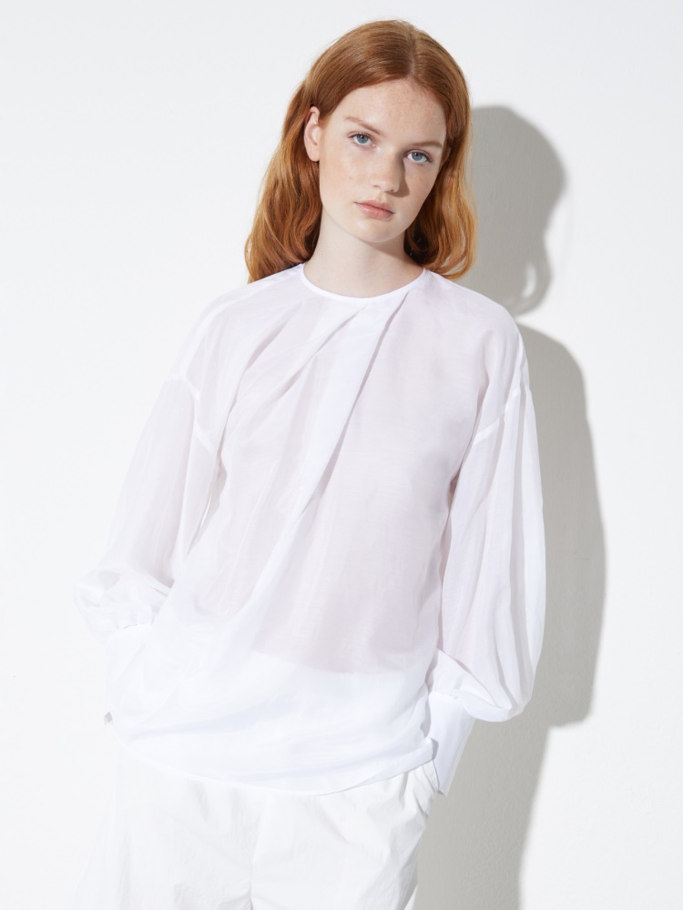Silk and cotton voile blouse - WHITE - MAX&Co.
