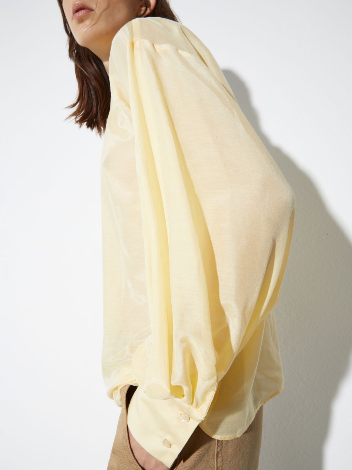 Silk and cotton voile blouse - YELLOW - MAX&Co. - 3
