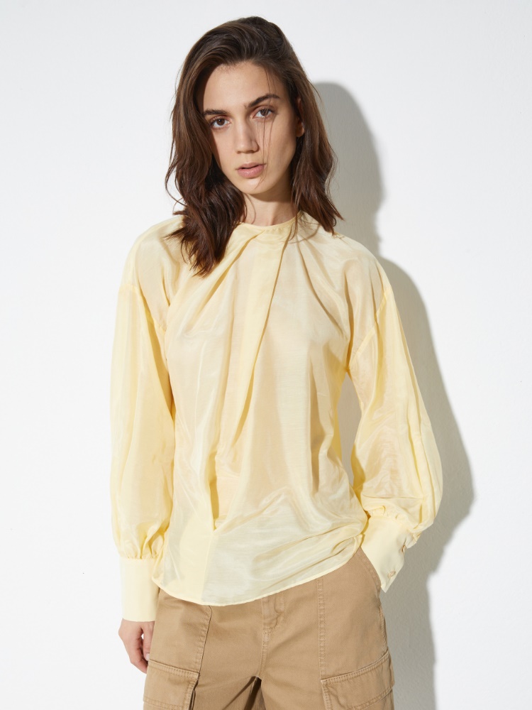 Silk and cotton voile blouse - YELLOW - MAX&Co.