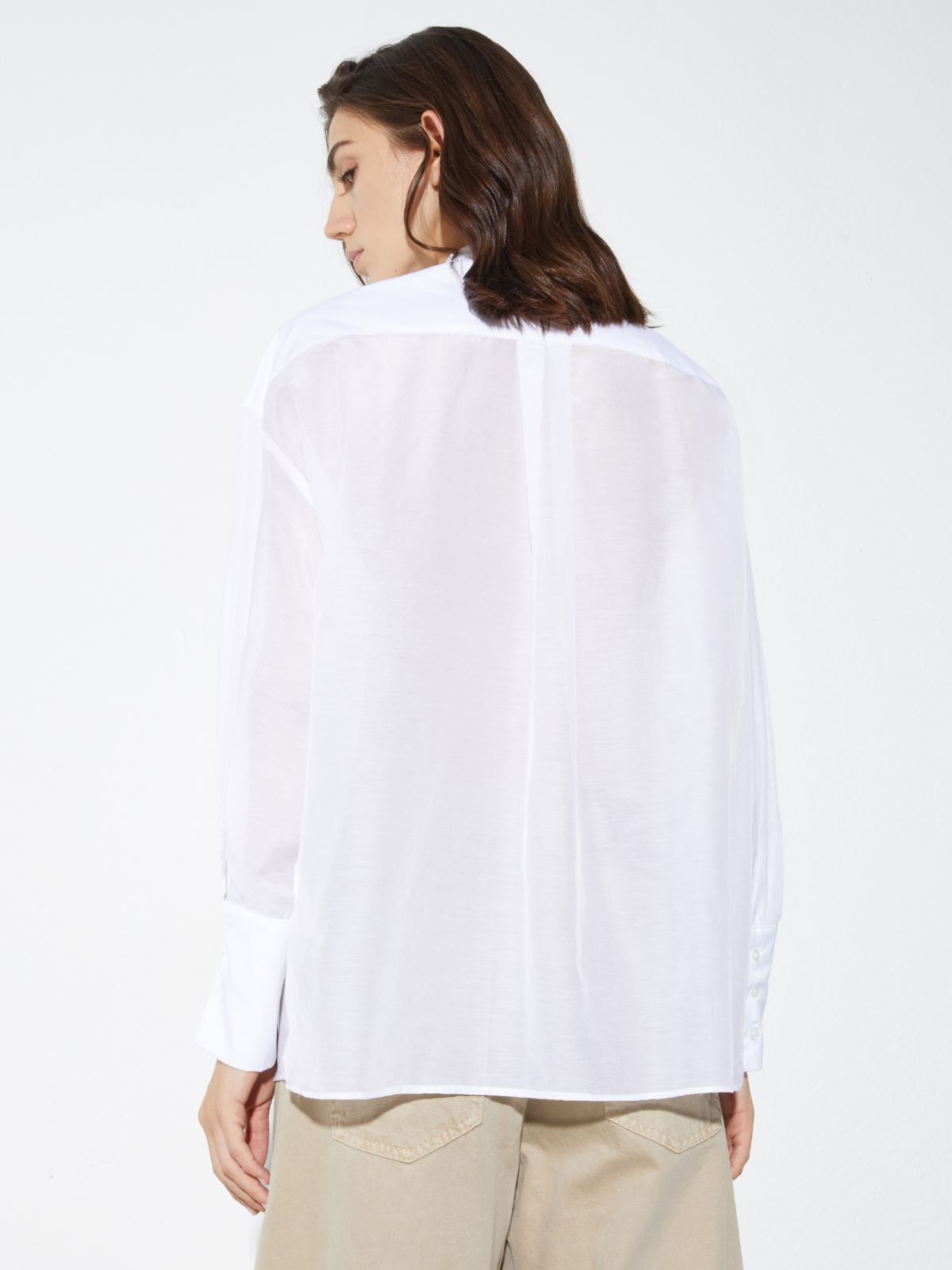 Cotton and silk voile shirt - WHITE - MAX&Co. - 2