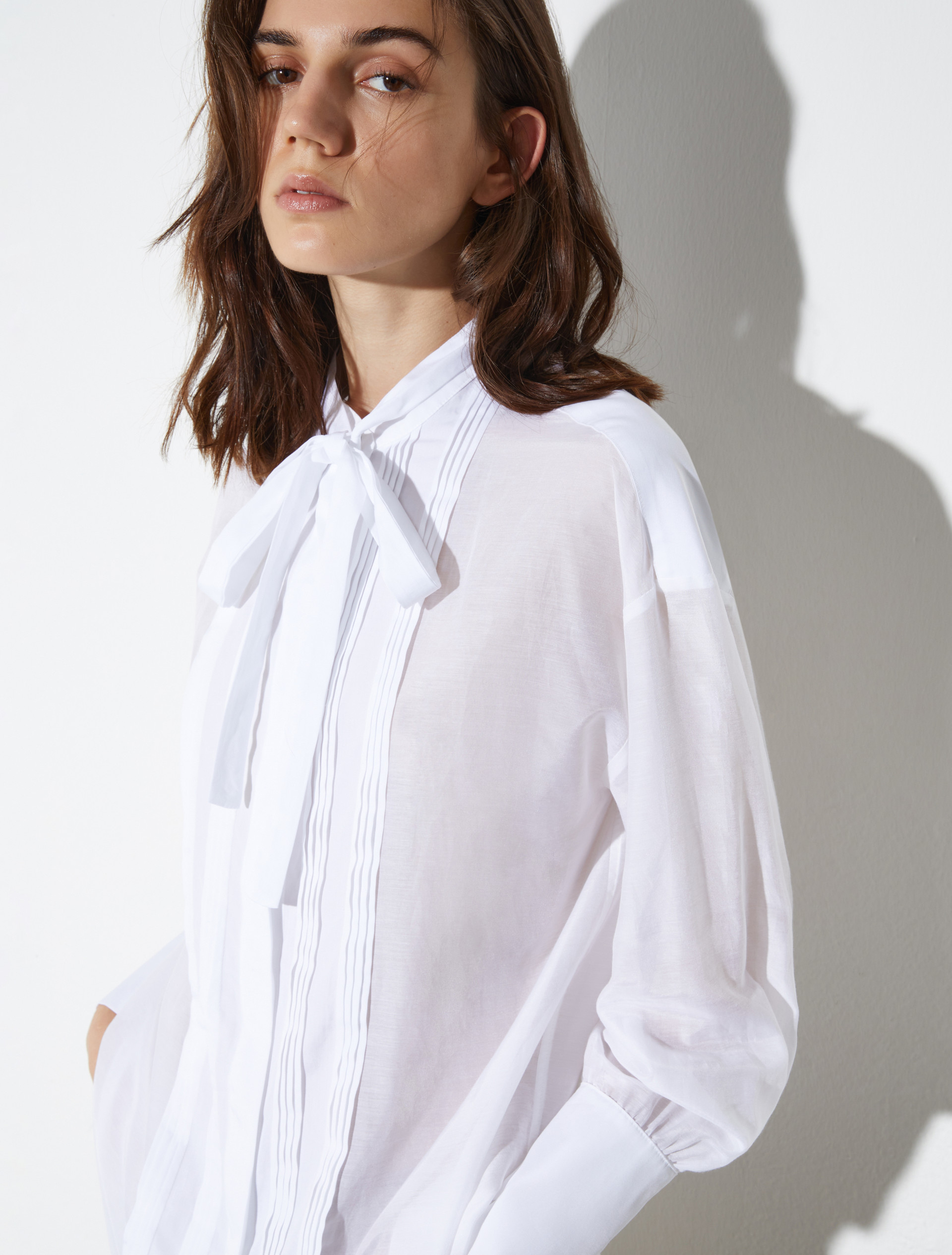 Cotton and silk voile shirt - WHITE - MAX&Co. - 3