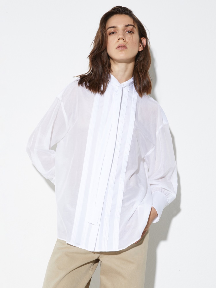 Cotton and silk voile shirt - WHITE - MAX&Co.