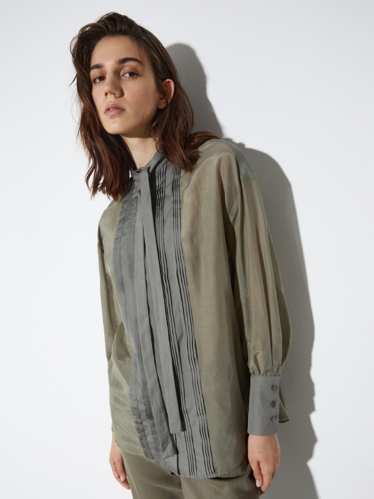 Cotton and silk voile shirt - KAKI - MAX&Co.
