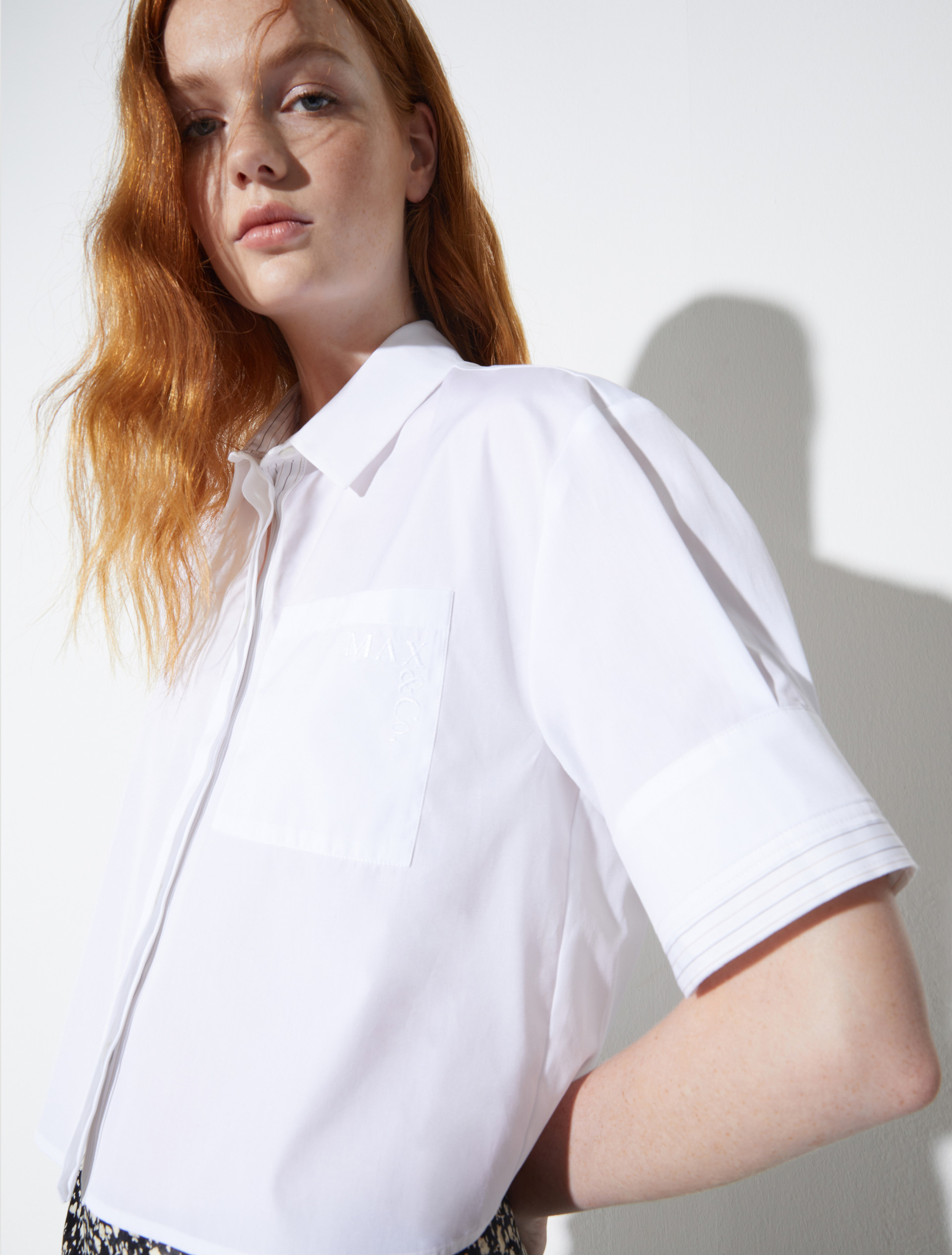 Boxy poplin shirt - WHITE - MAX&Co. - 3
