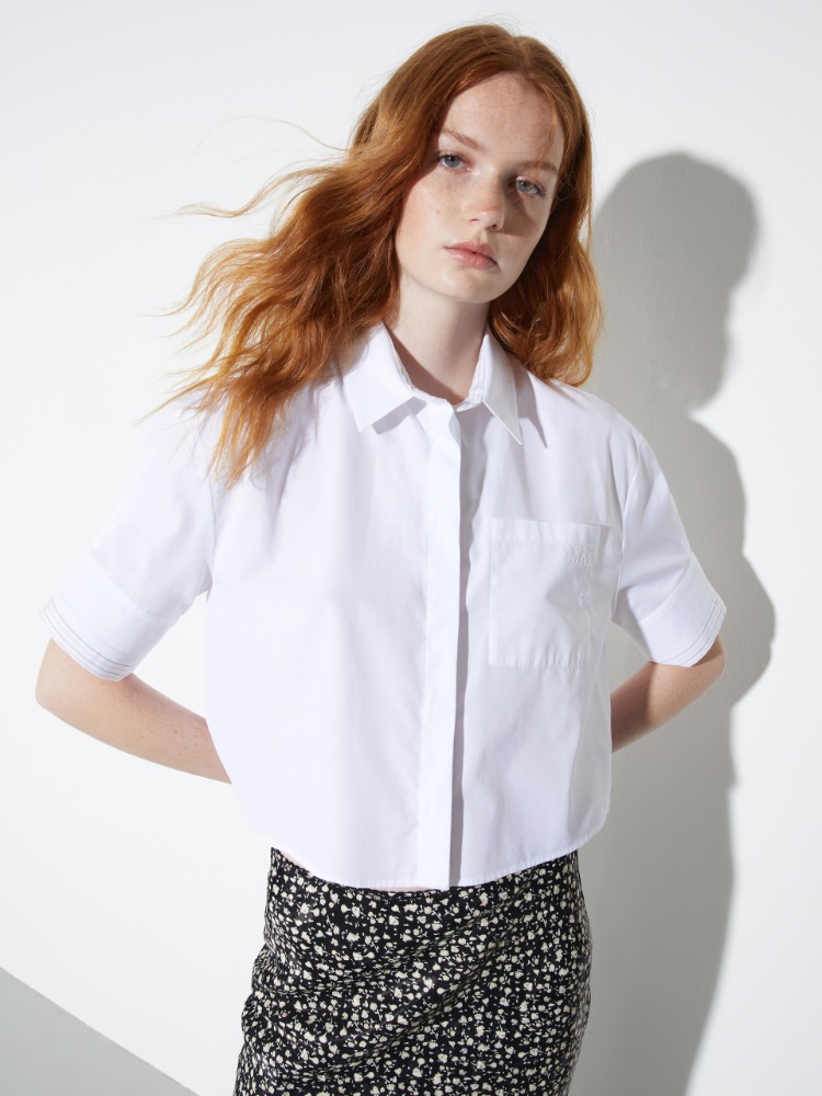 Boxy poplin shirt - WHITE - MAX&Co.