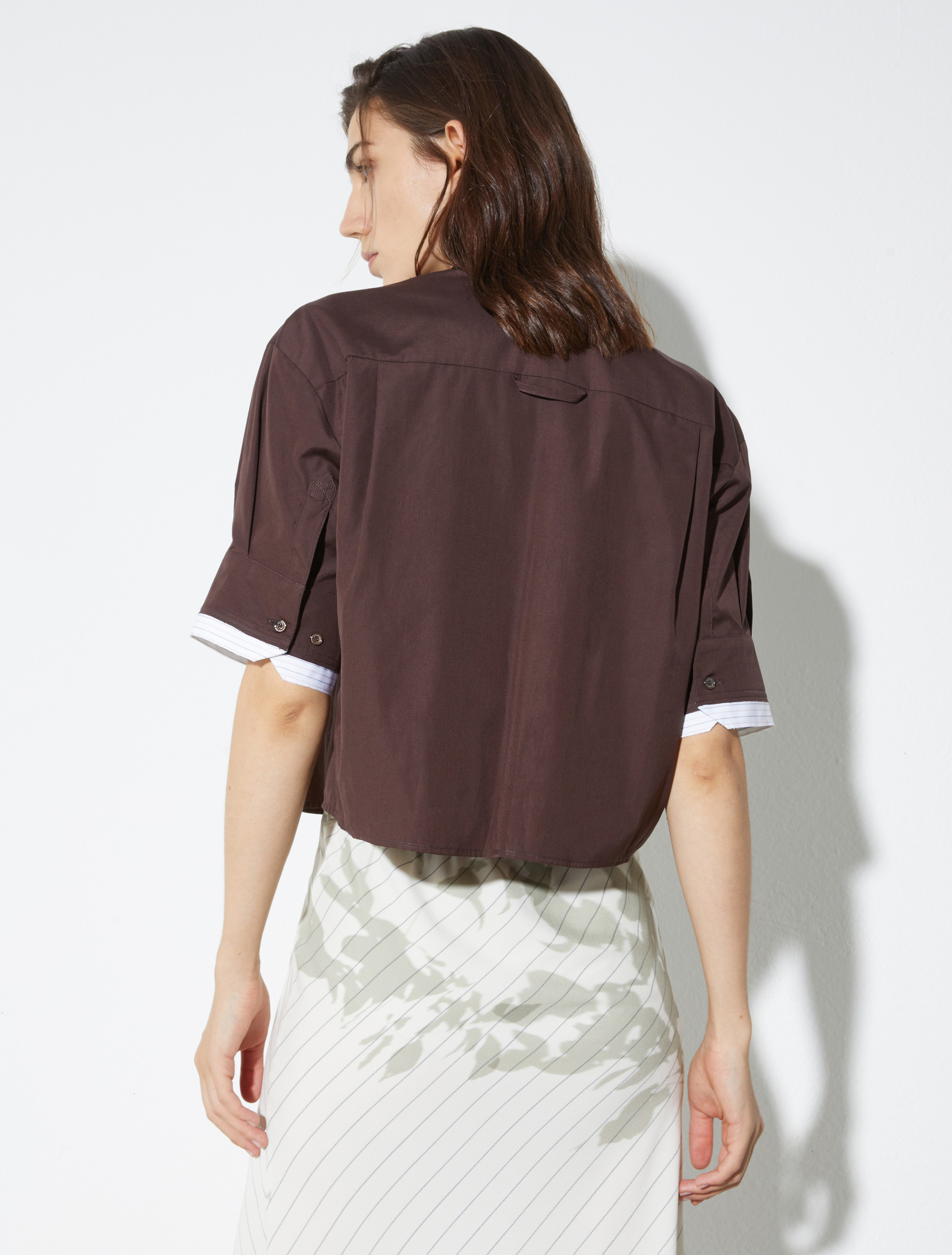 Boxy poplin shirt - CHOCOLATE - MAX&Co. - 2