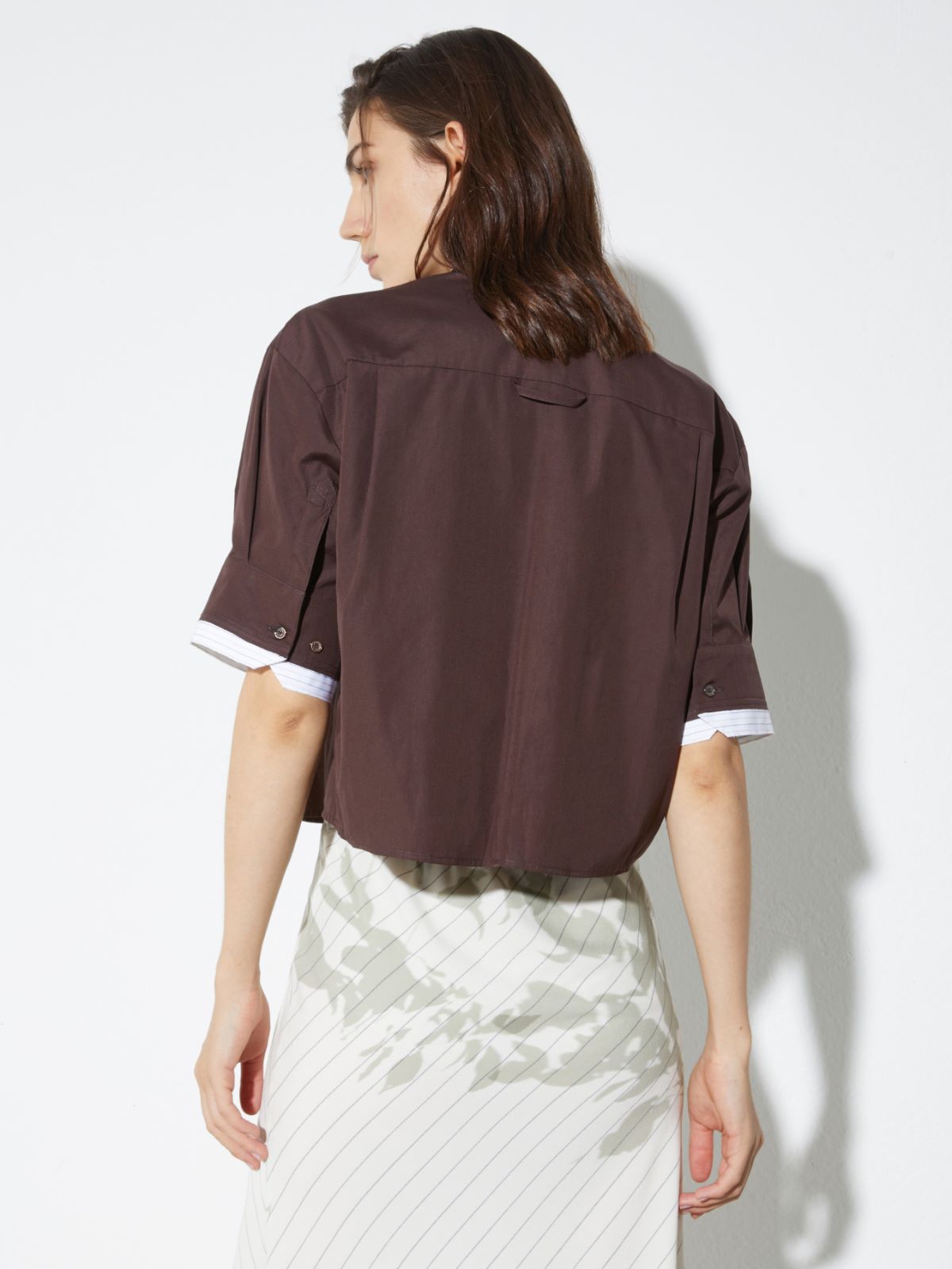 Boxy poplin shirt - CHOCOLATE - MAX&Co. - 2