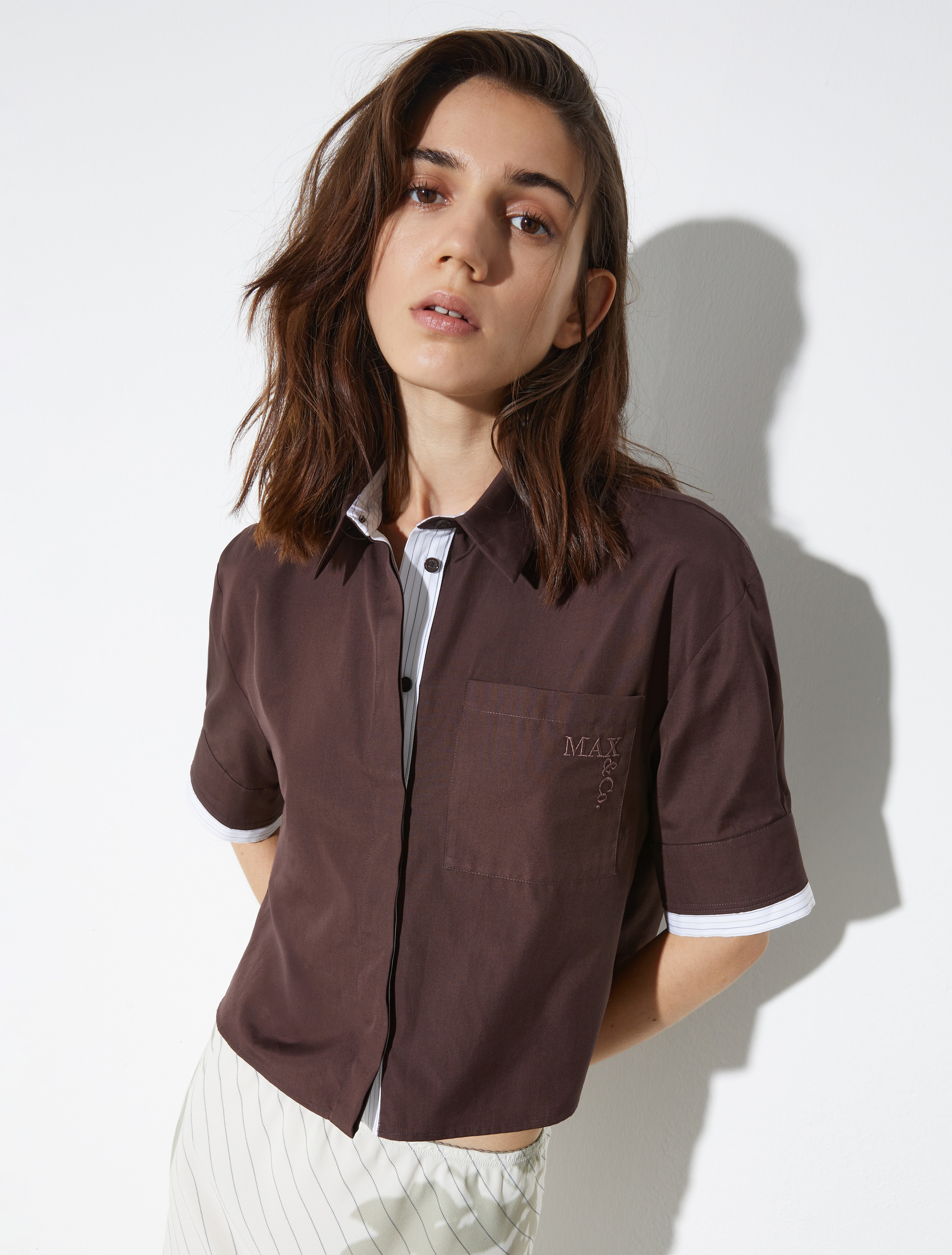 Boxy poplin shirt - CHOCOLATE - MAX&Co.