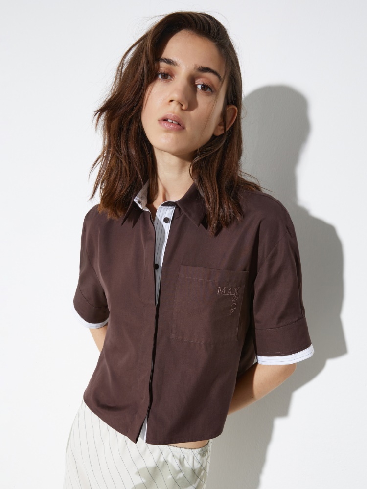 Boxy poplin shirt - CHOCOLATE - MAX&Co.