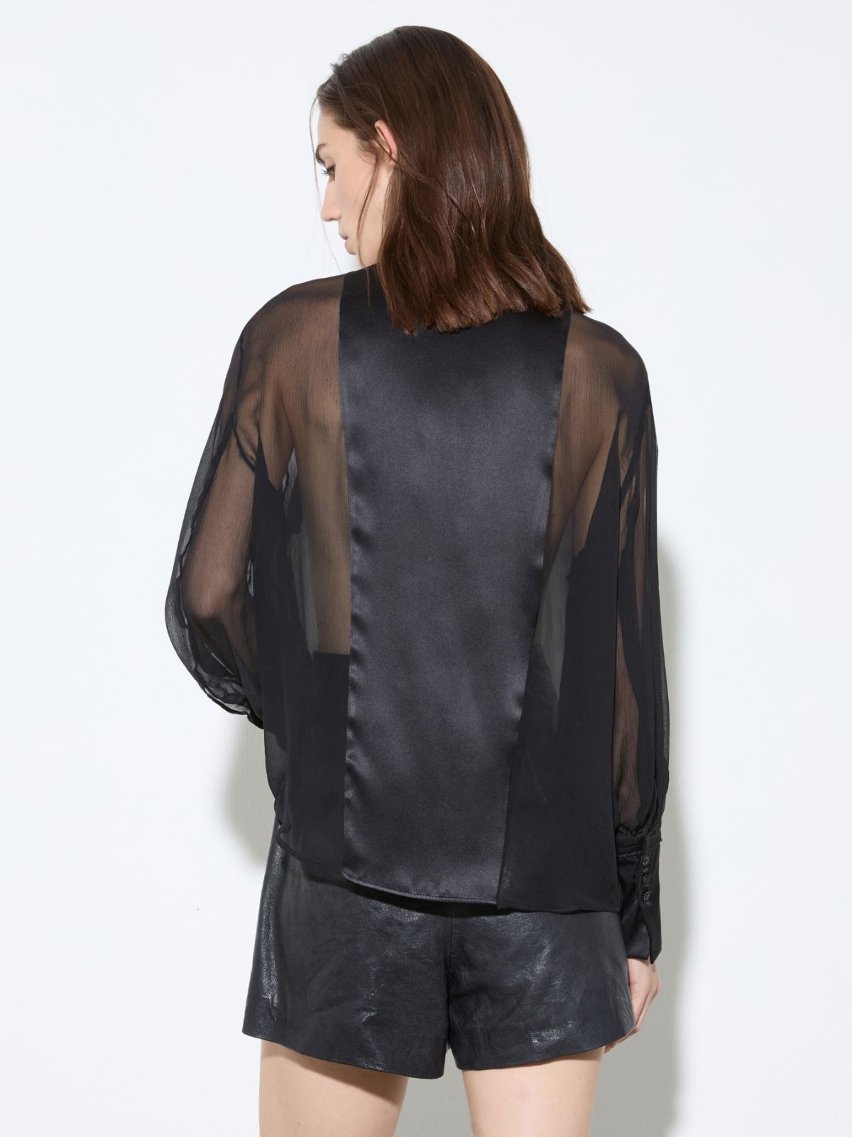 Silk satin crepon shirt - BLACK - MAX&Co. - 2
