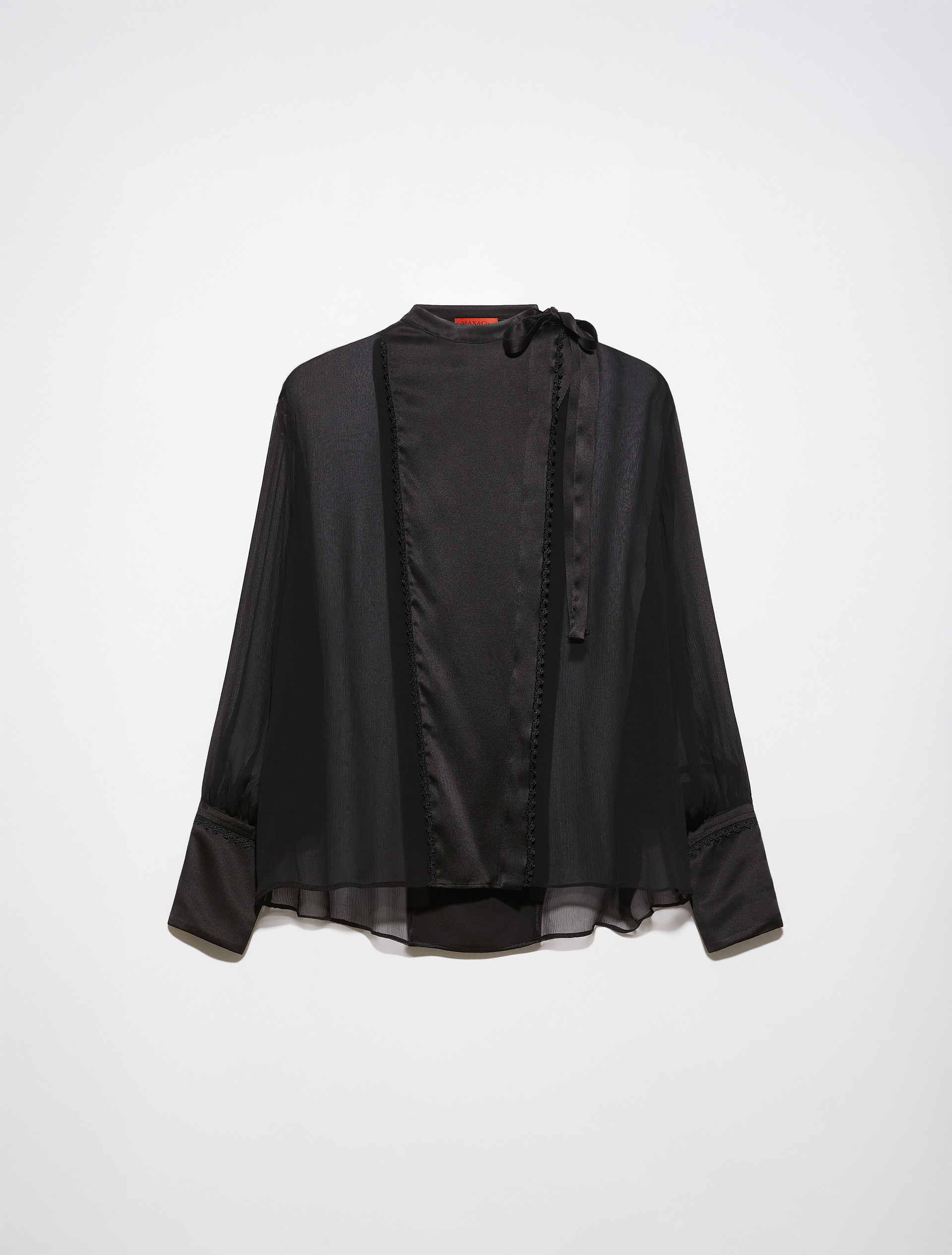 Silk satin crepon shirt, black | MAX&Co. Silk satin crepon shirt - BLACK - MAX&Co.