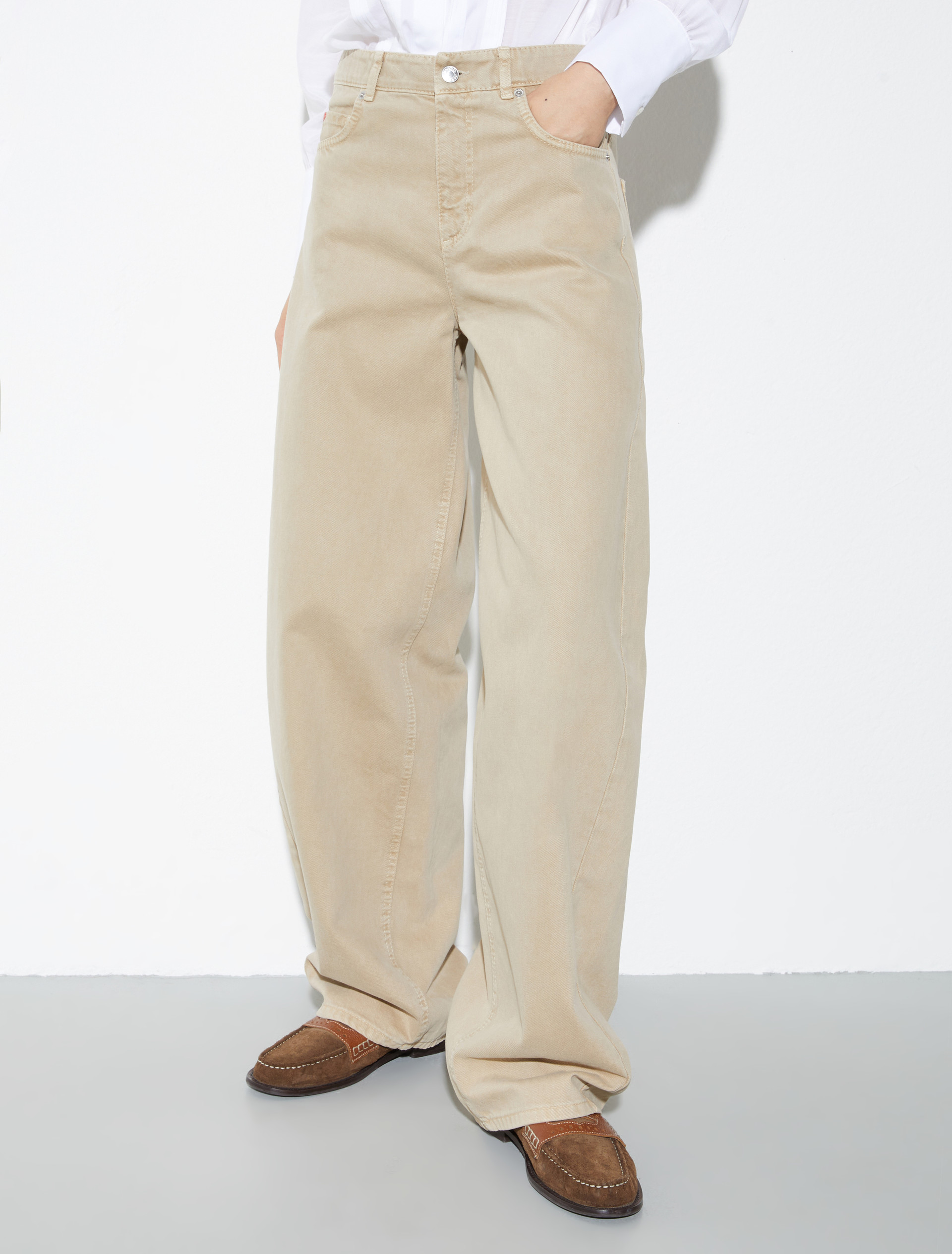 Barrel leg drill trousers, sand | MAX&Co. Barrel leg drill trousers - SAND - MAX&Co.