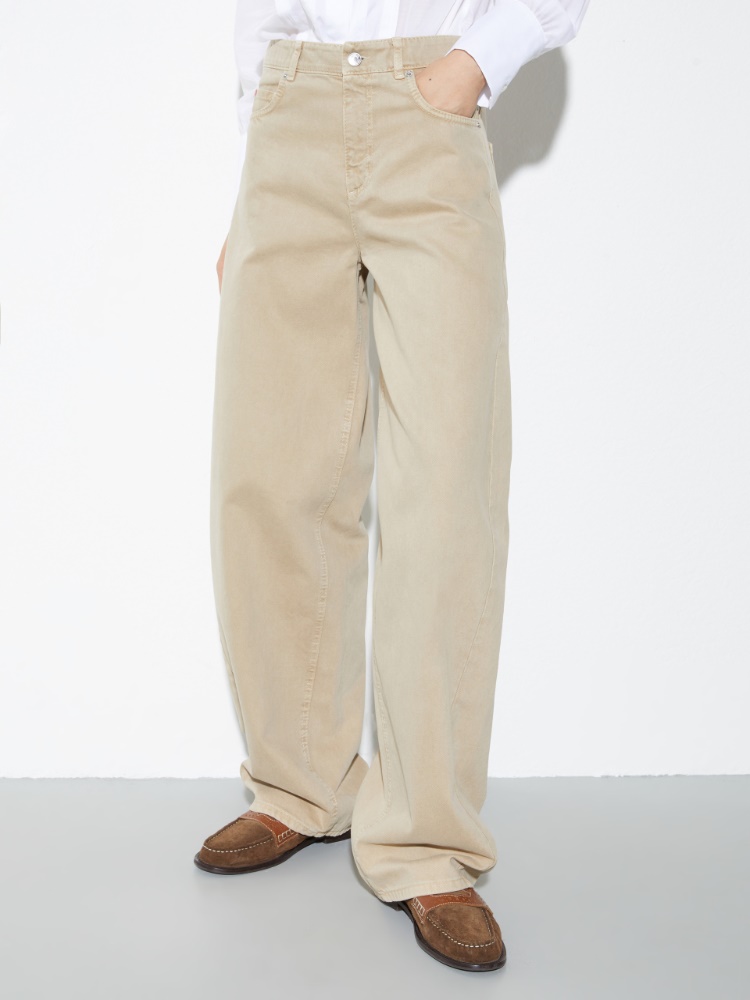 Barrel leg drill trousers - SAND - MAX&Co.