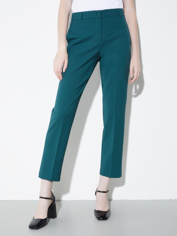 Slim-fit gabardine trousers - DARK GREEN - MAX&Co.