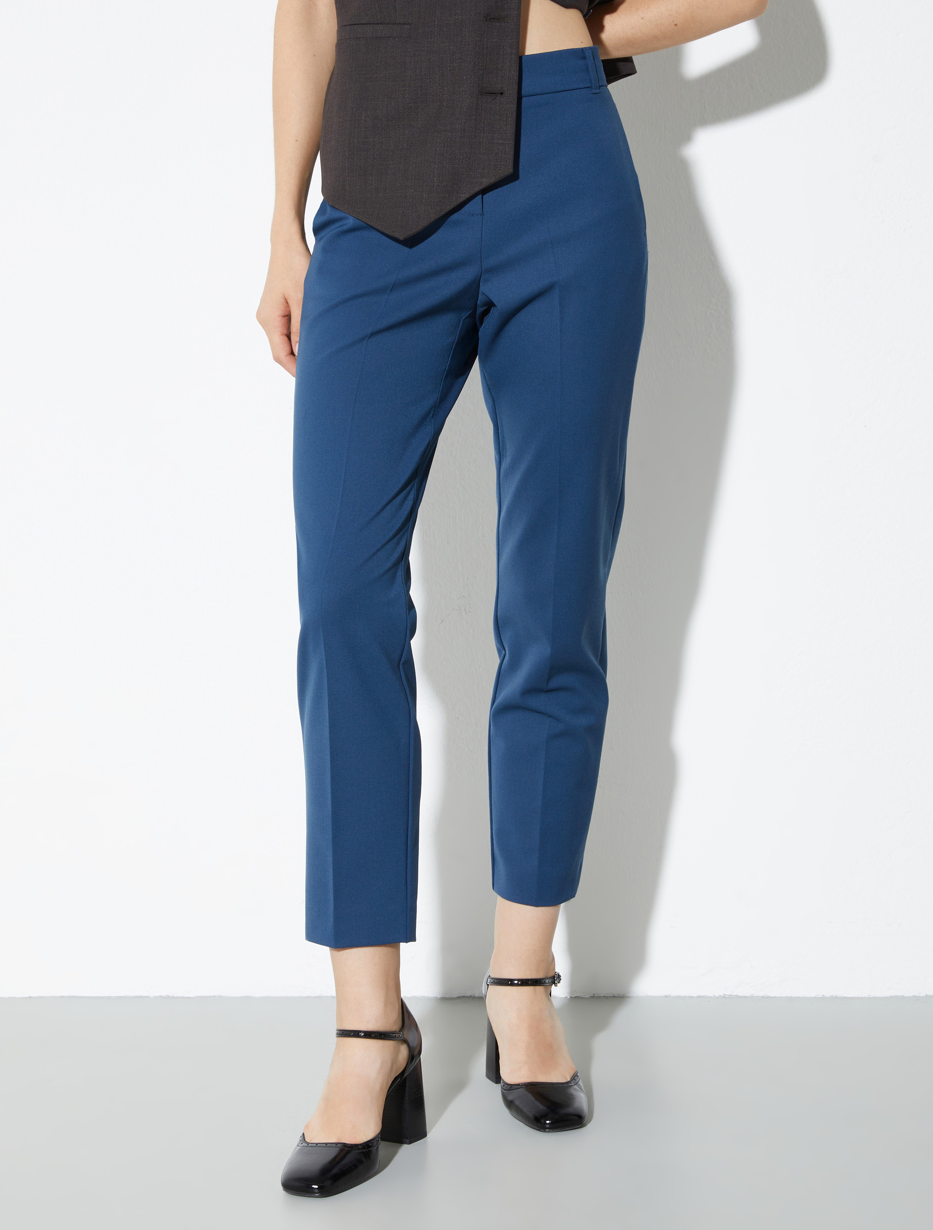 Slim-fit gabardine trousers - NAVY - MAX&Co.