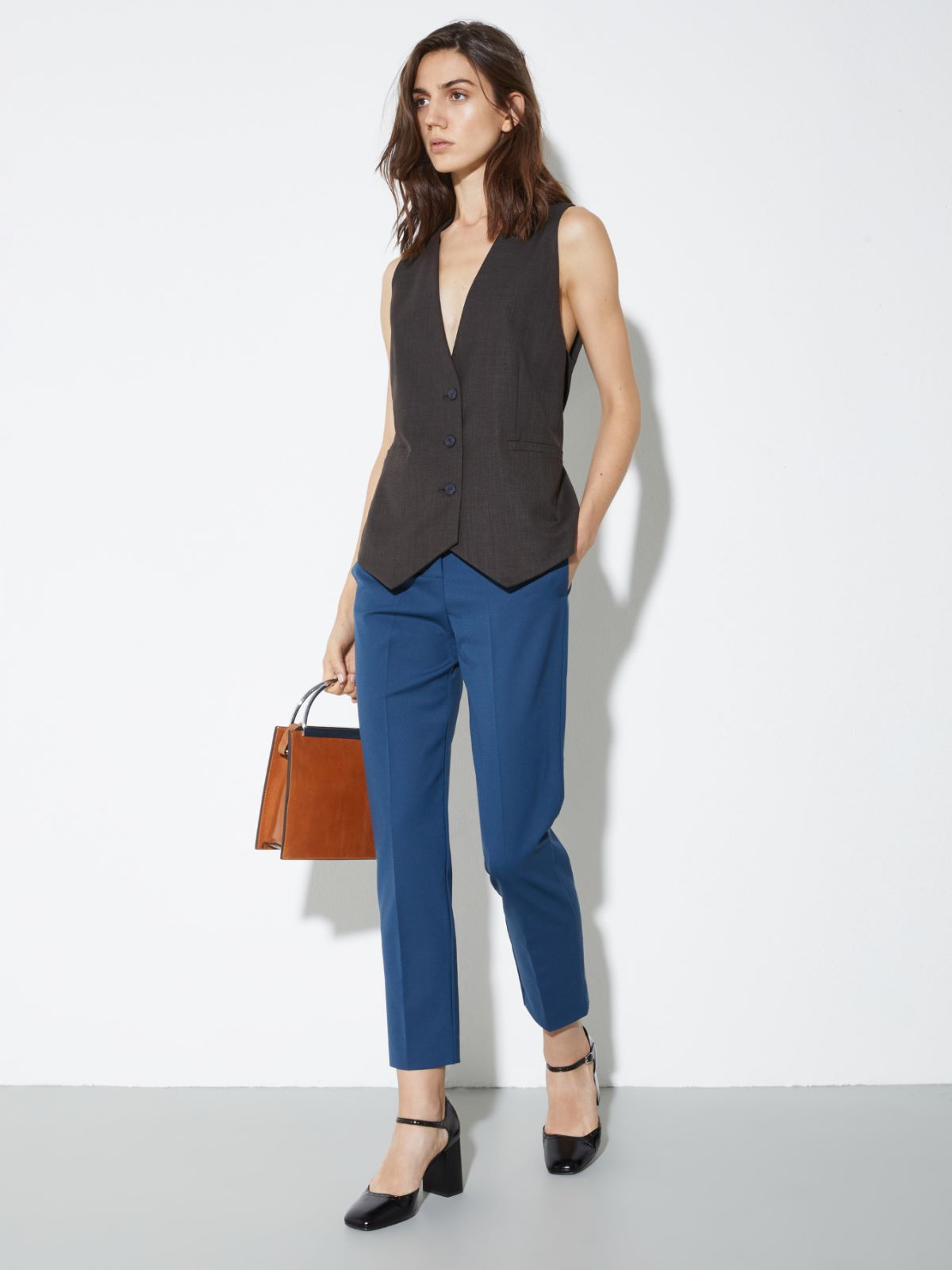 Slim-fit gabardine trousers - NAVY - MAX&Co. - 4