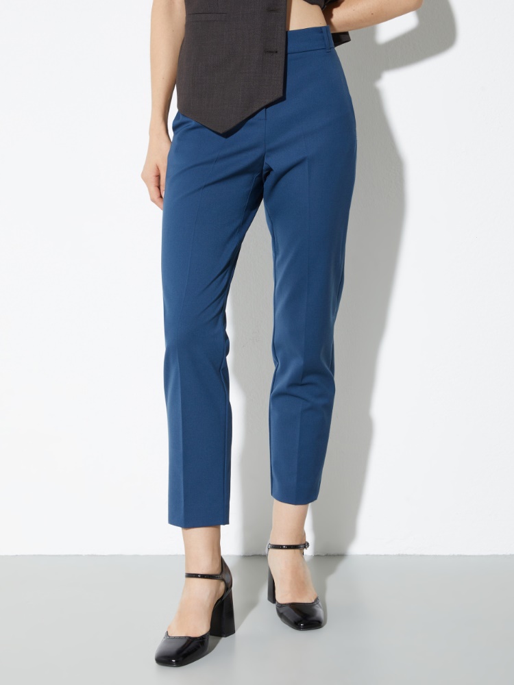 Slim-fit gabardine trousers - NAVY - MAX&Co.