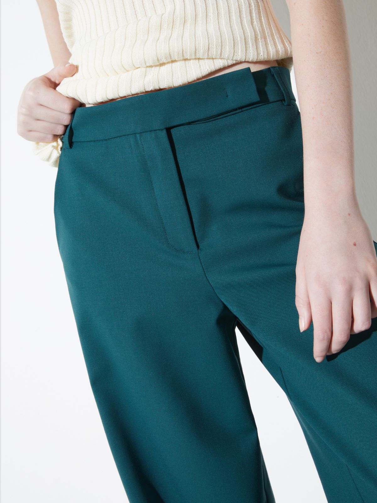 Wide-fit gabardine trousers - DARK GREEN - MAX&Co. - 3