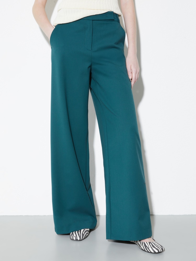 Wide-fit gabardine trousers - DARK GREEN - MAX&Co.