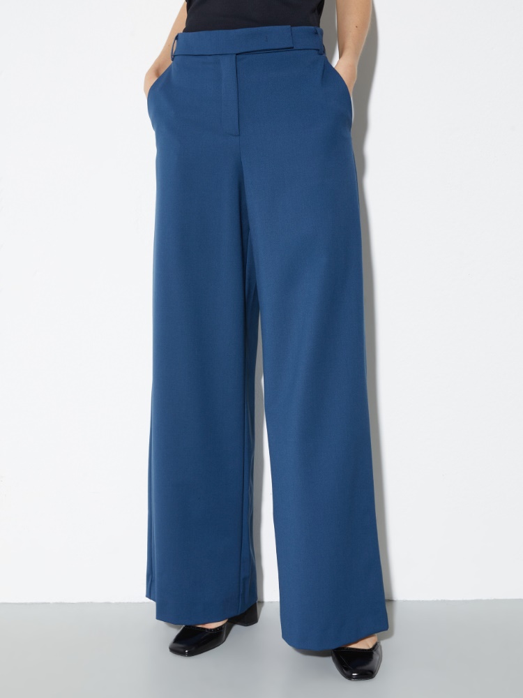 Wide-fit gabardine trousers - NAVY - MAX&Co.