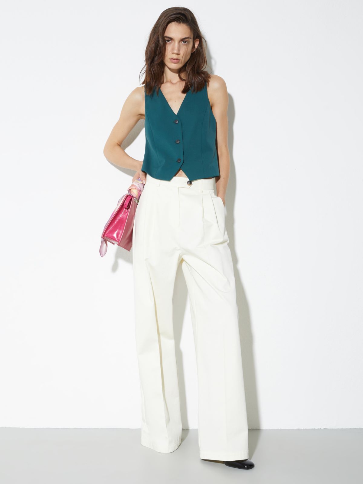 Slim-fit gabardine waistcoat - DARK GREEN - MAX&Co. - 4