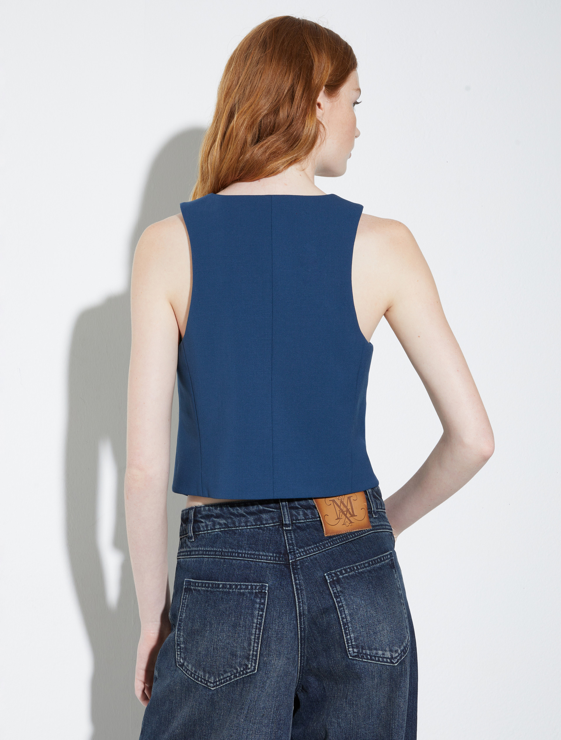 Slim-fit gabardine waistcoat, navy | MAX&Co. Slim-fit gabardine waistcoat - NAVY - MAX&Co. - 2