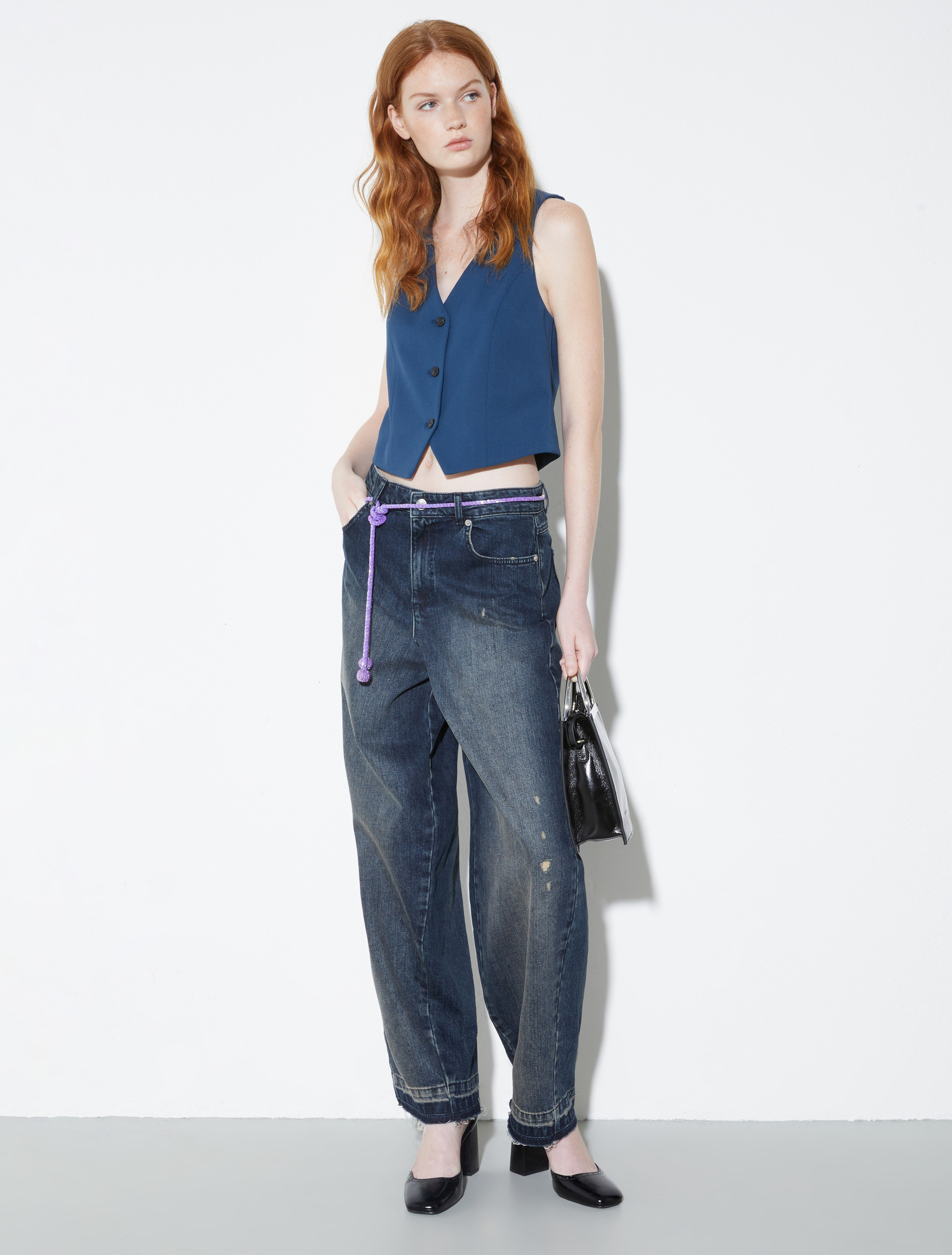 Slim-fit gabardine waistcoat, navy | MAX&Co. Slim-fit gabardine waistcoat - NAVY - MAX&Co. - 4